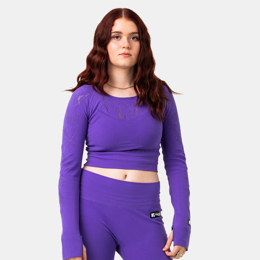 MTV Women's Sporty Long Sleeve Crop Top - Athletic Workout Shirt for Yoga, Running & Gym - Breathable Comfort Fit Activewear