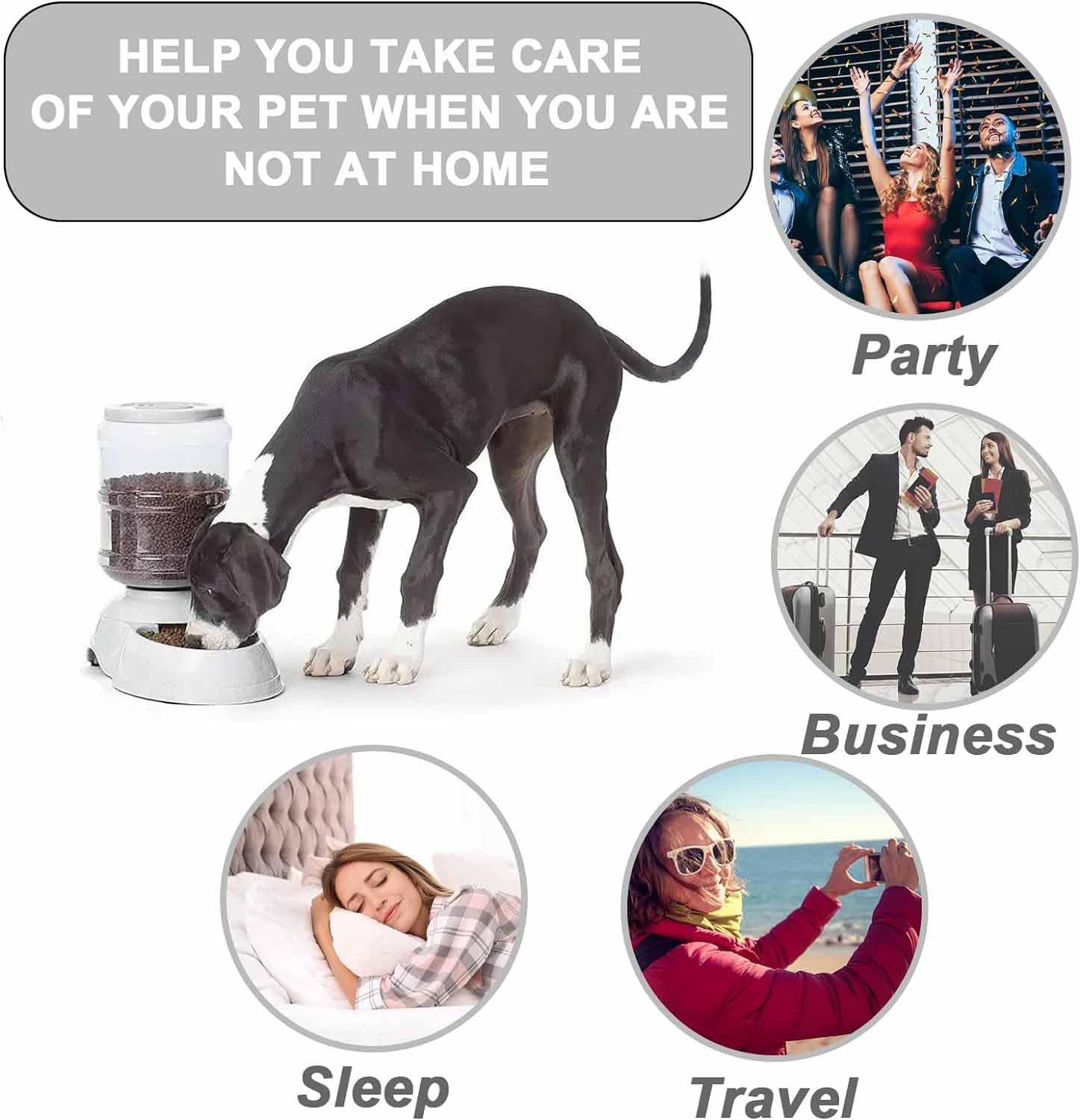 Automatic Dog Feeder for Large Dogs - 3.8L Gravity Pet Food Dispenser with Dry Food Storage | Travel & Home Use for Cats & Dogs | Durable Pet Bowl for Daily Feeding & Vacation Supply