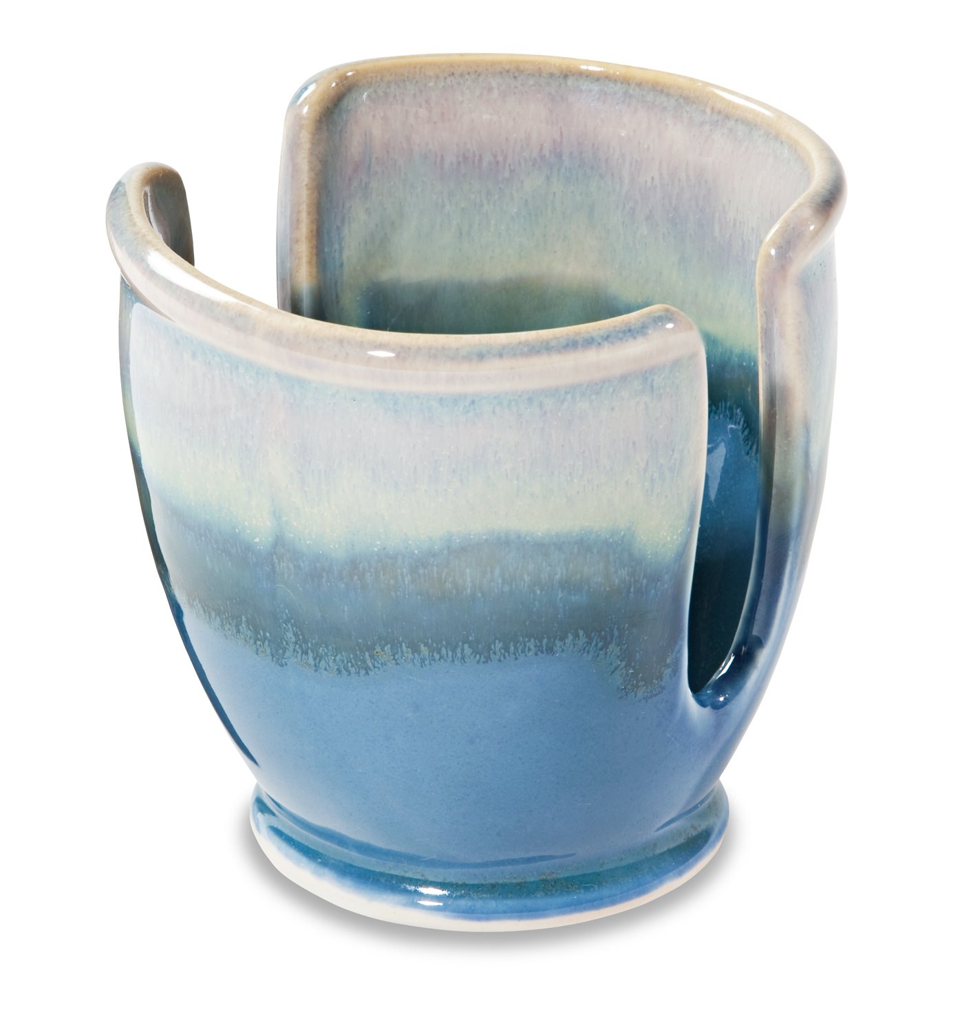 Georgetown Pottery Sponge Holder - Blue Oribe & Purple Ceramic Kitchen Organizer | Perfect for Sink, Countertop, and Dishwashing Area