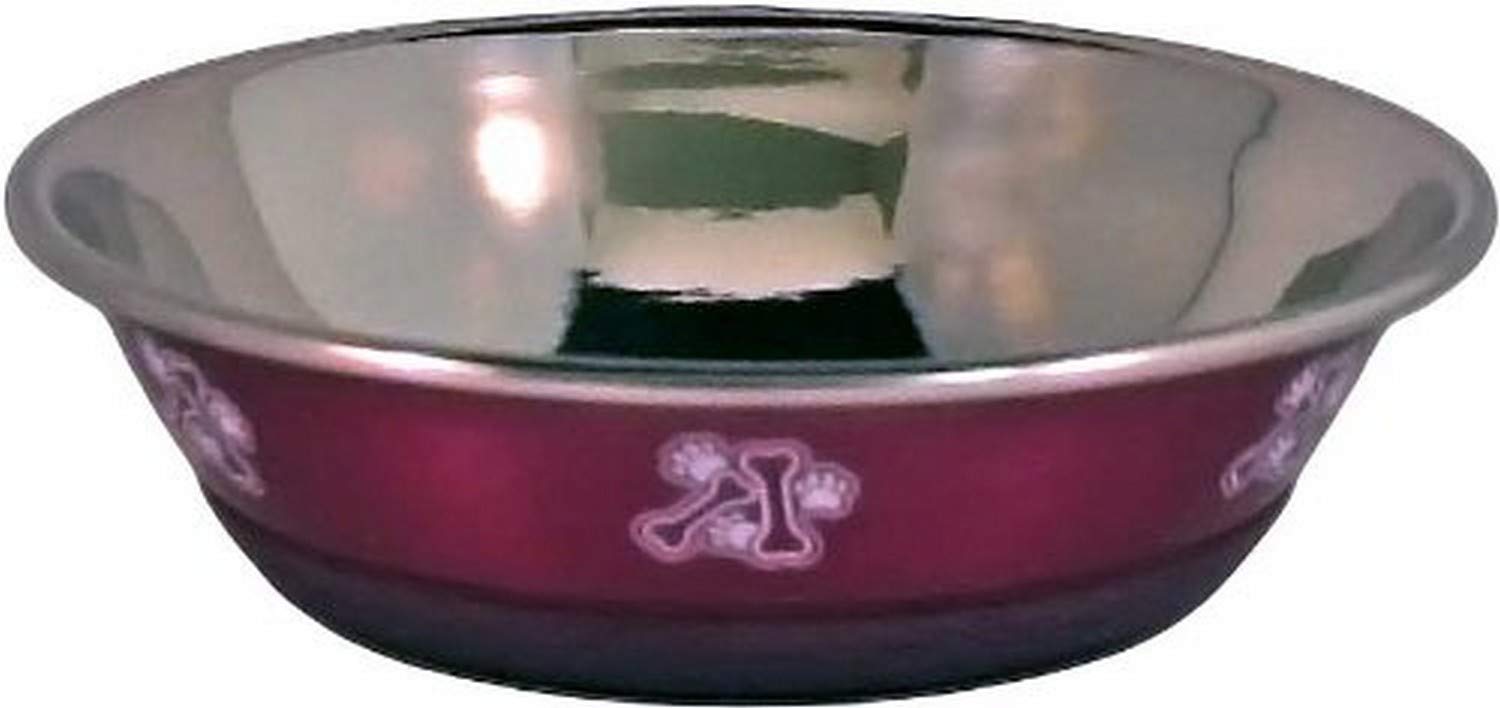 OurPets Durapet Magenta Small Dog Bowl - Non-Slip Pet Food and Water Dish for Puppies & Small Breeds - Perfect for Home, Travel, and Outdoor Use