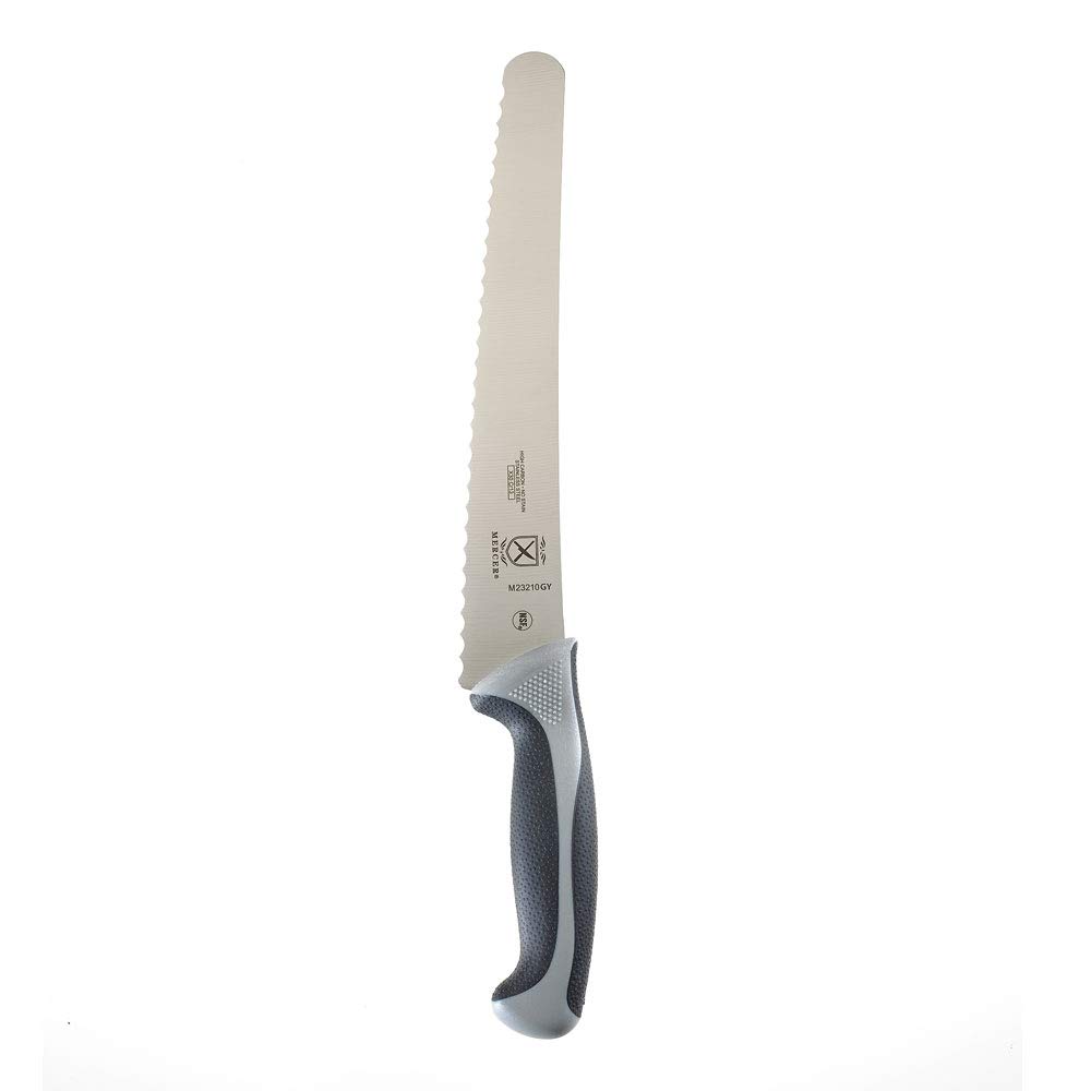 Mercer Culinary Millennia 10-Inch Wavy Edge Stainless Steel Bread Knife - Professional Gray Kitchen Knife for Slicing Bread, Cakes & Pastries - Perfect for Bakeries, Restaurants & Home Baking