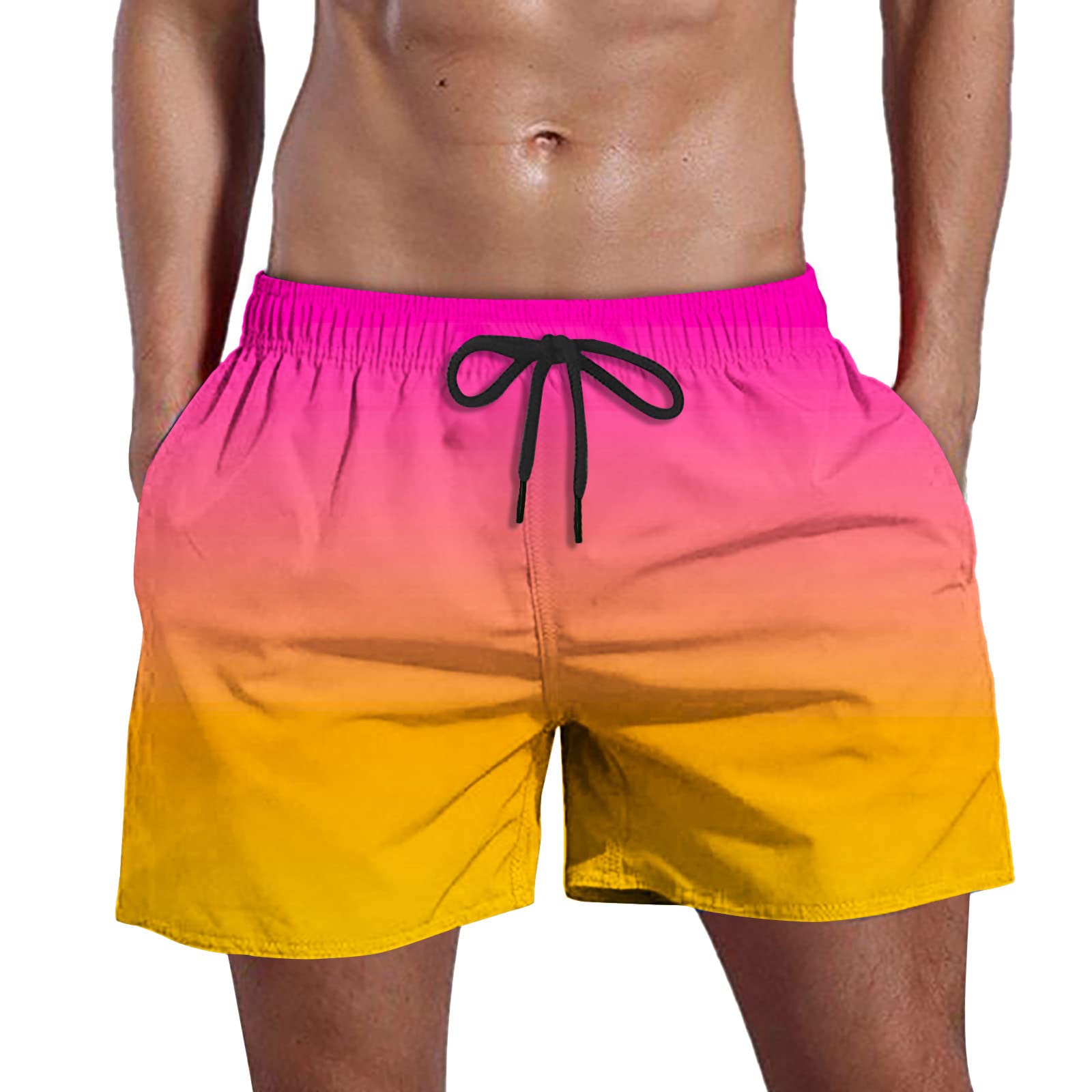 **Men's 5 Inch Quick Dry Swim Shorts - 2022 Fashion Gradient Beach Shorts with Pockets | Hawaiian Style for Summer Swimming, Surfing & Vacation**