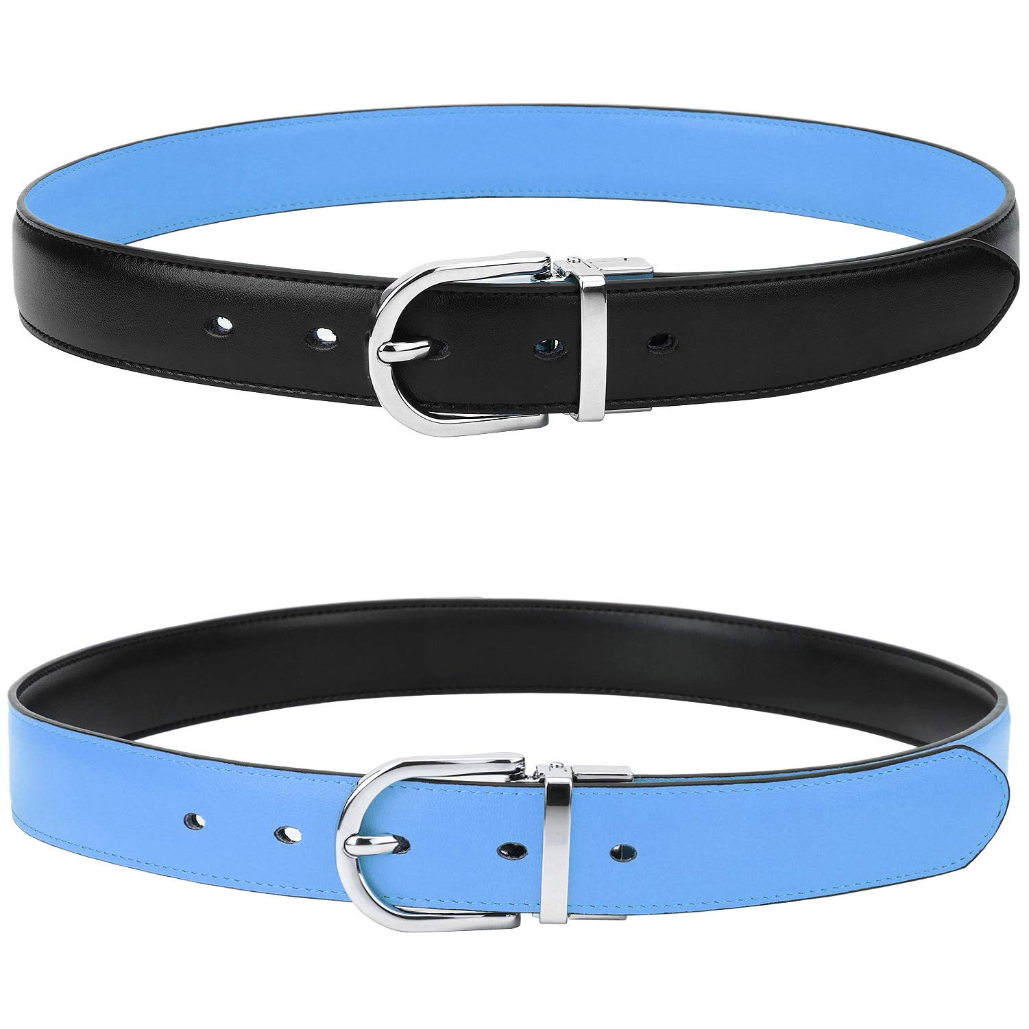 Falari Reversible Genuine Leather Belt for Women & Kids - Single Prong Buckle Fashion Accessory (2 Colors in 1 Belt) | Perfect for Casual Wear, Office & Daily Outfits
