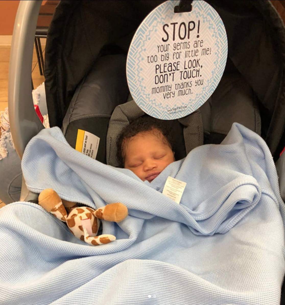 No Touching Baby Car Seat Sign - Blue Mommy Safety Warning for Newborns & Infants | Perfect for Car Rides, Air Travel & Public Outings