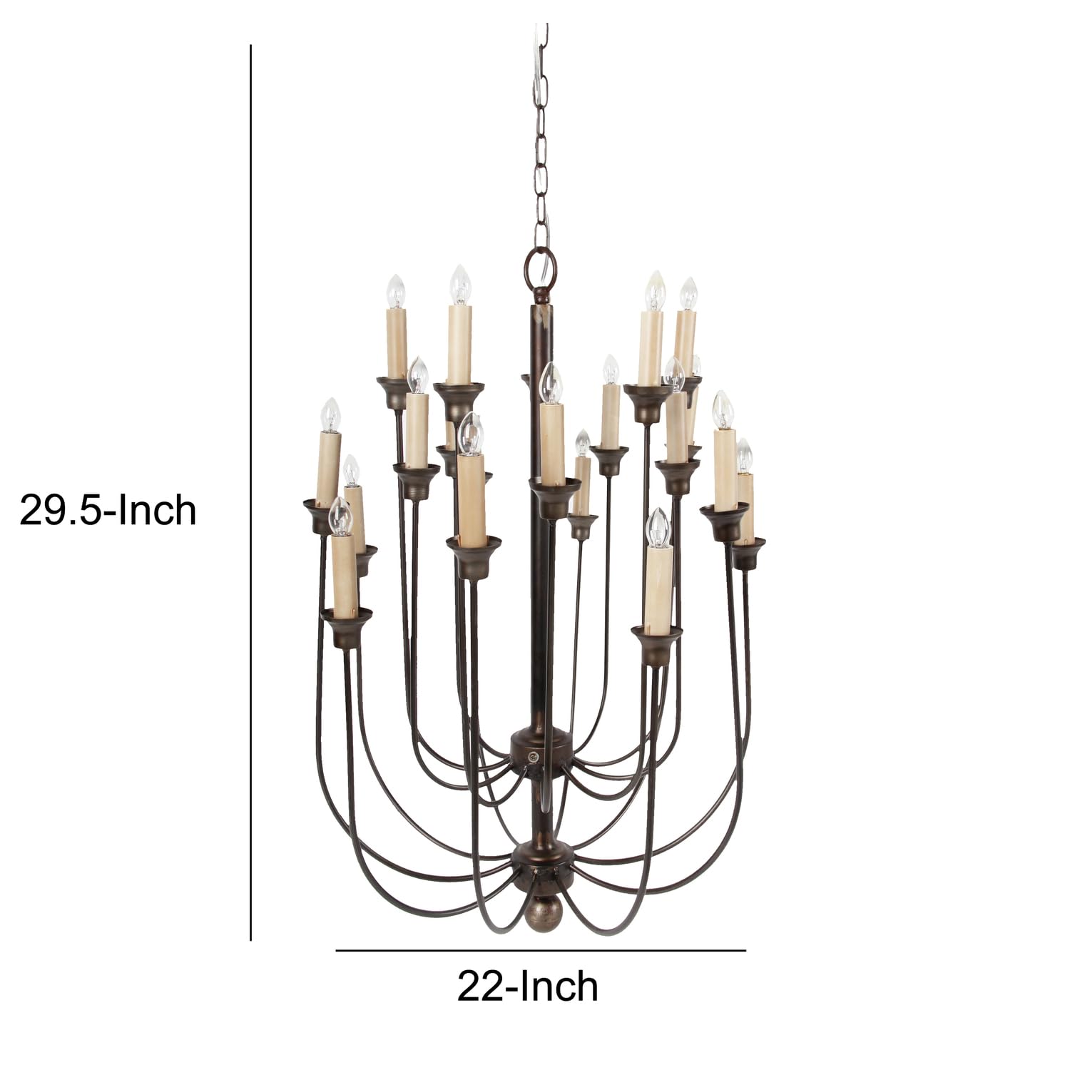 Benzara BM187943 Traditional Decorative Metal Chandelier with Multiple Candles - Bronze & Cream Finish - Perfect for Dining Room, Living Room, or Bedroom Lighting
