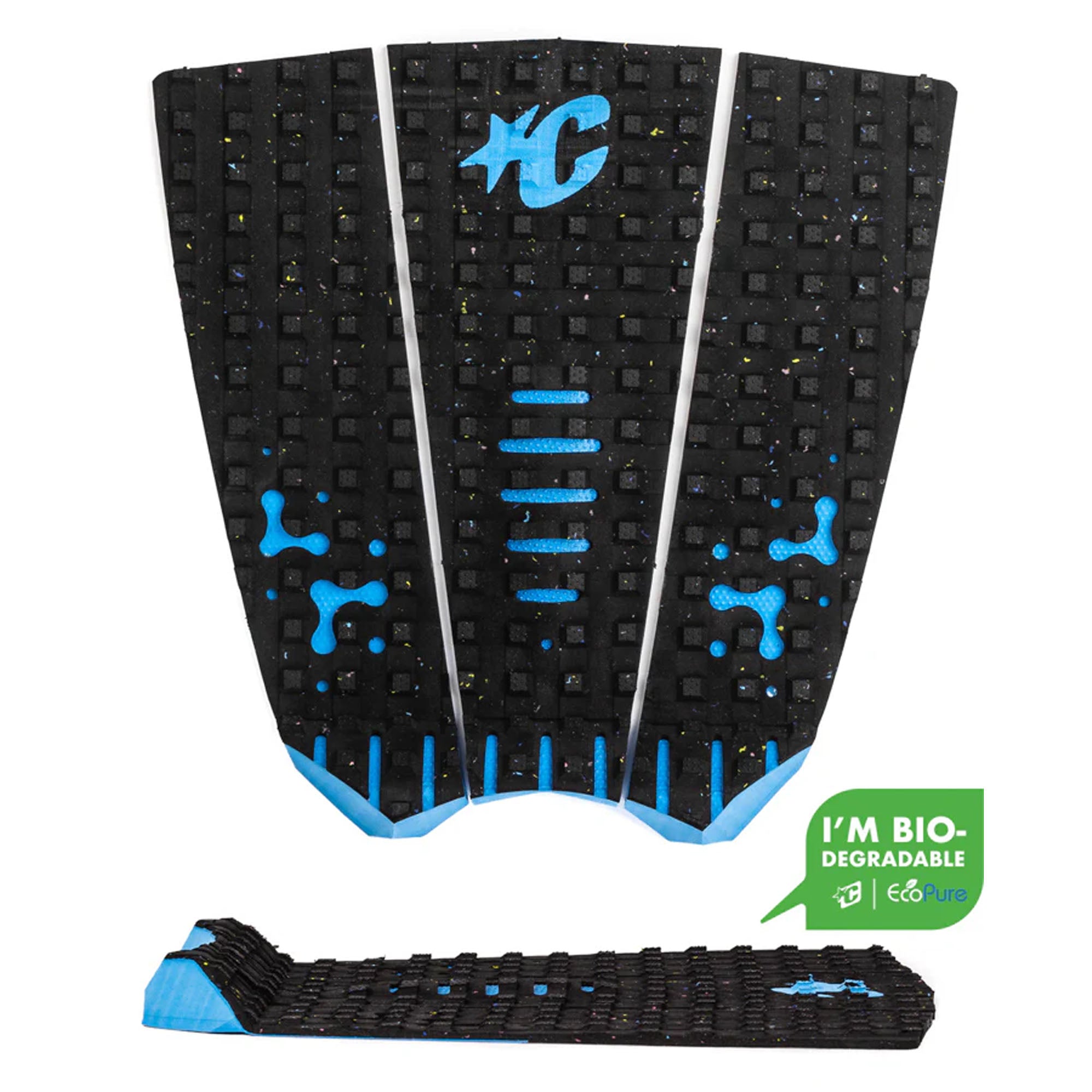 Creatures of Leisure Mick Fanning Loc Lite ECOPURE Traction Pad - Carbon Cyan Surfboard Grip for Enhanced Performance | Perfect for Surfing, Paddleboarding & Water Sports