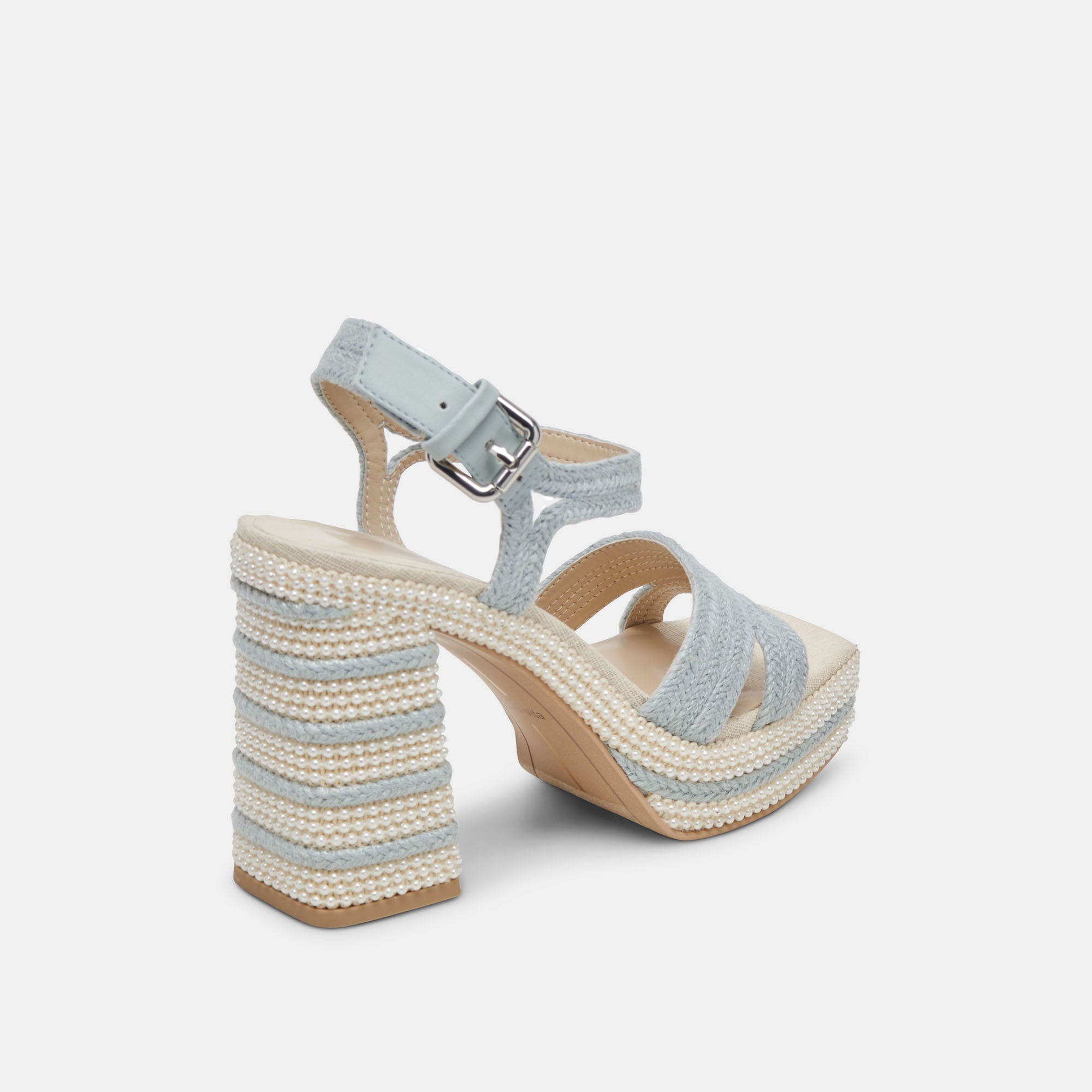 ANIRA Pearl Heels for Women - Light Blue Pearl Embellished High Heels | Elegant Evening Shoes for Parties, Weddings & Special Occasions