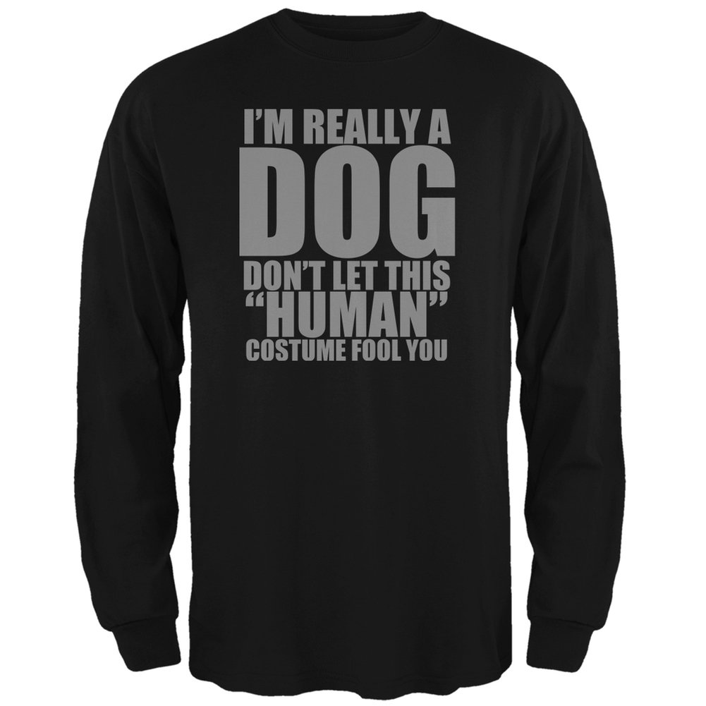 Animal World Halloween Dog Costume Black Adult Long Sleeve T-Shirt - Fun Pet Lover Outfit for Halloween Parties & Cosplay Events