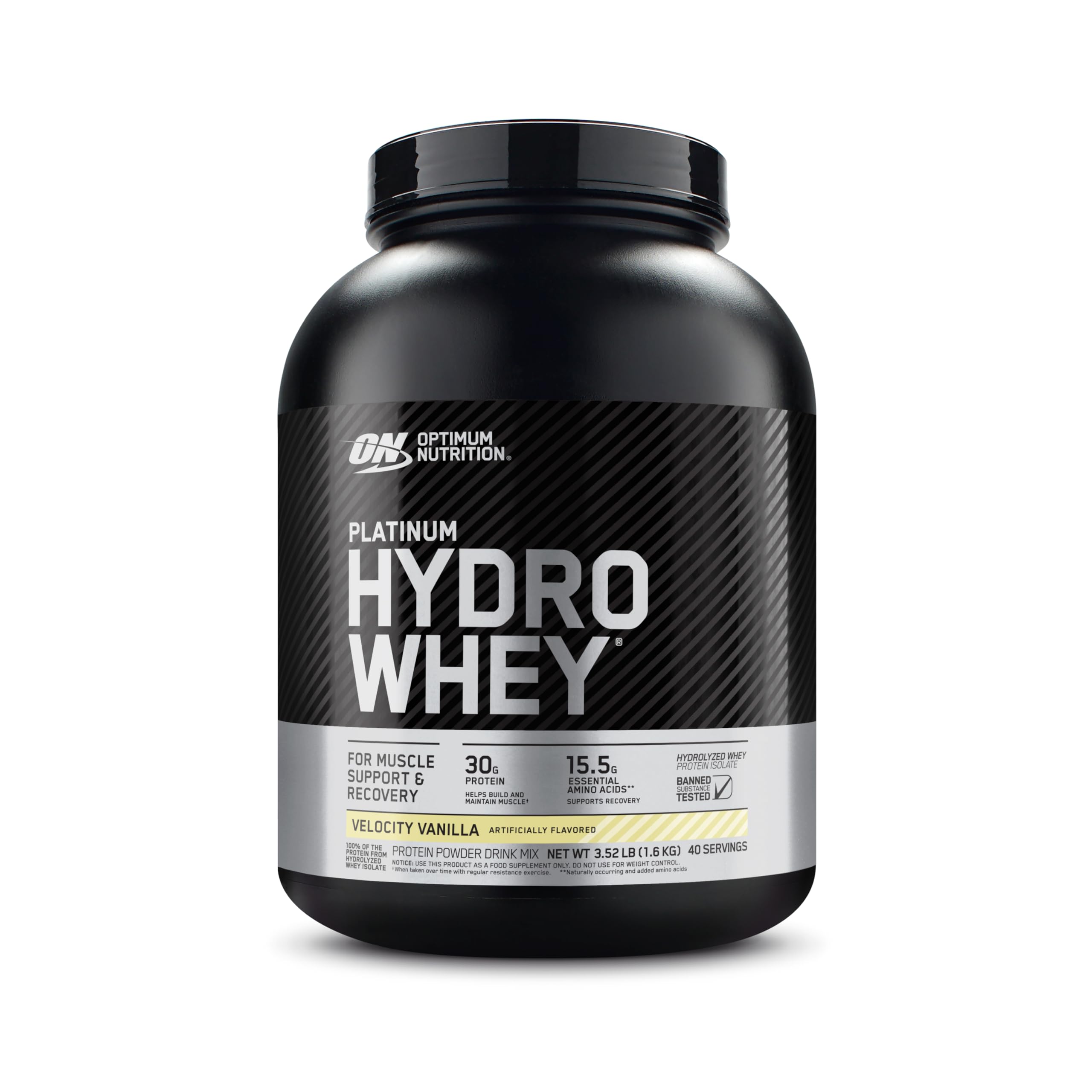 Optimum Nutrition Platinum Hydrowhey Protein Powder - 100% Hydrolyzed Whey Isolate, Velocity Vanilla Flavor, 3.5lbs (Pack May Vary) | Fast Absorption for Post-Workout Recovery & Muscle Growth