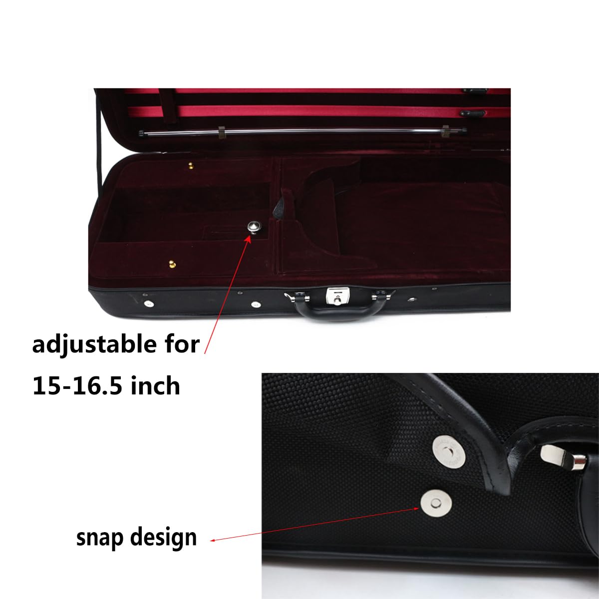 16 Inch Viola Case - Adjustable for 15 to 16.5 Inch Violas | Lightweight Oxford Fabric with Strong Handles & Back Straps | Perfect for Travel, School & Professional Musicians