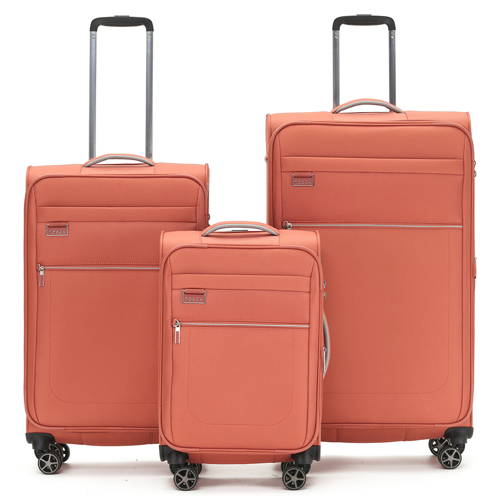 Tosca VEGA 3-Piece Luggage Set (Large, Medium, Small) in Rust Color - Perfect for Travel, Business Trips & Family Vacations