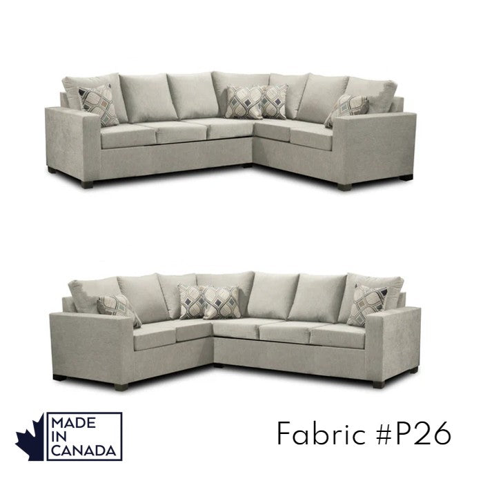 Canadian Made 3 x 2 Sectional Sofa with LHF/RHF Configuration - 17 Color Options for Living Room, Family Room & Home Theater Comfort