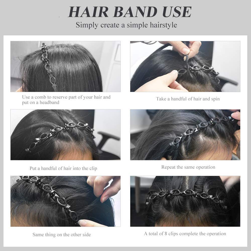 Flysales 4-Pack Twist Hairband - Alligator Hair Clips for Thin or Thick Hair, Korean Style Barrettes with Teeth Comb for Women & Girls (Black) | Perfect for Braiding, Updos, Ponytails & Everyday Hairstyles
