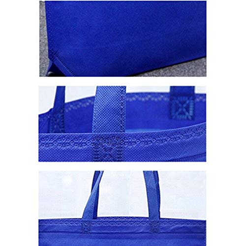 10-Pack Reusable Non-Woven Grocery Tote Bags with Handles - Eco-Friendly Shopping Bags for Travel, Kitchen, Dining & Food Storage (Blue) - Perfect for Groceries, Picnics & Beach Trips