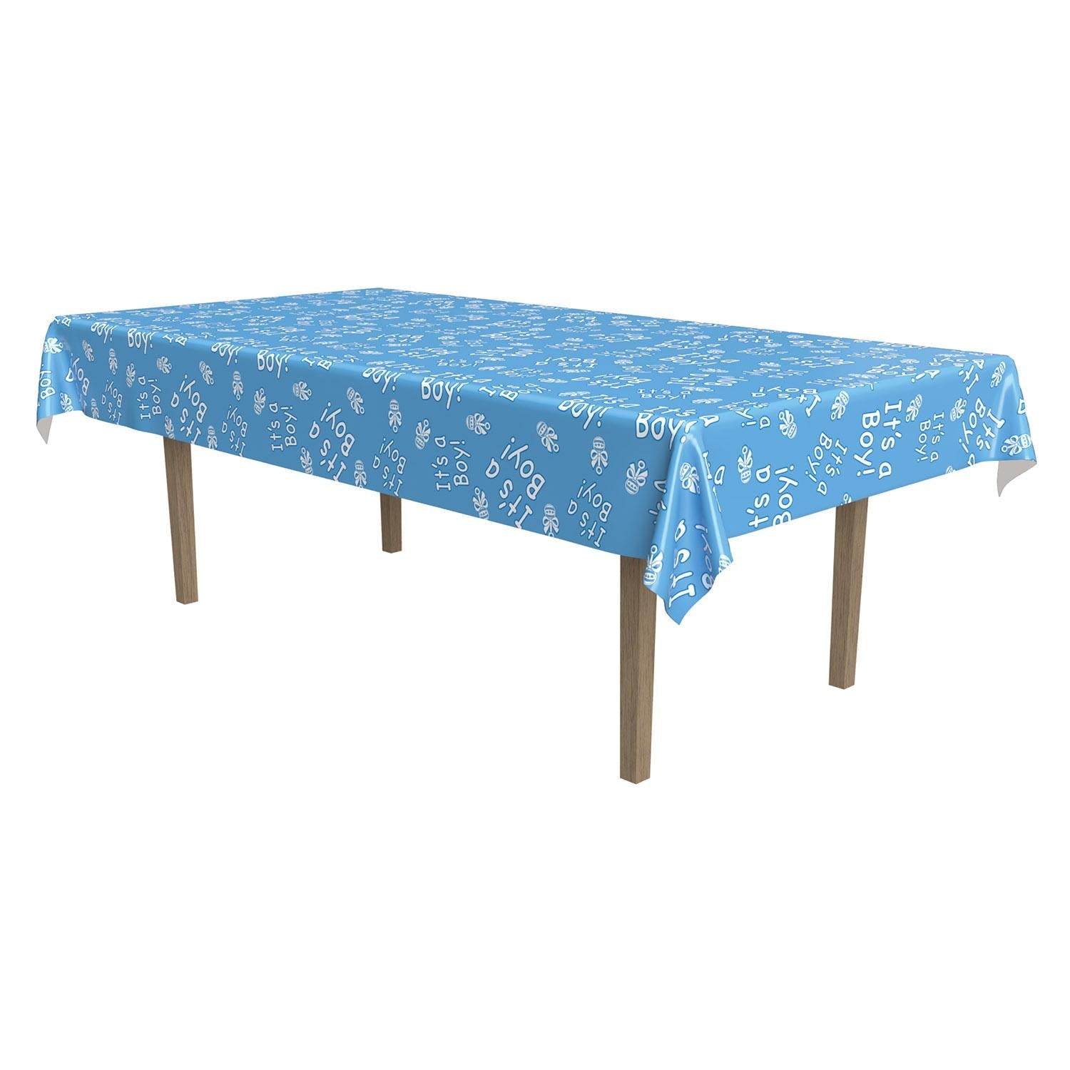 12 Pack Beistle It's A Boy! Baby Shower Table Covers - Blue & White Themed Party Decorations for Gender Reveal, Newborn Celebration and Nursery Decor