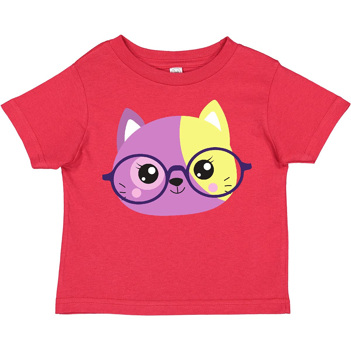 Stylish Hipster Cat with Glasses Graphic Toddler T-Shirt - Cute Kitten Design for Boys & Girls - Perfect for Playdates, Daycare & Family Photos