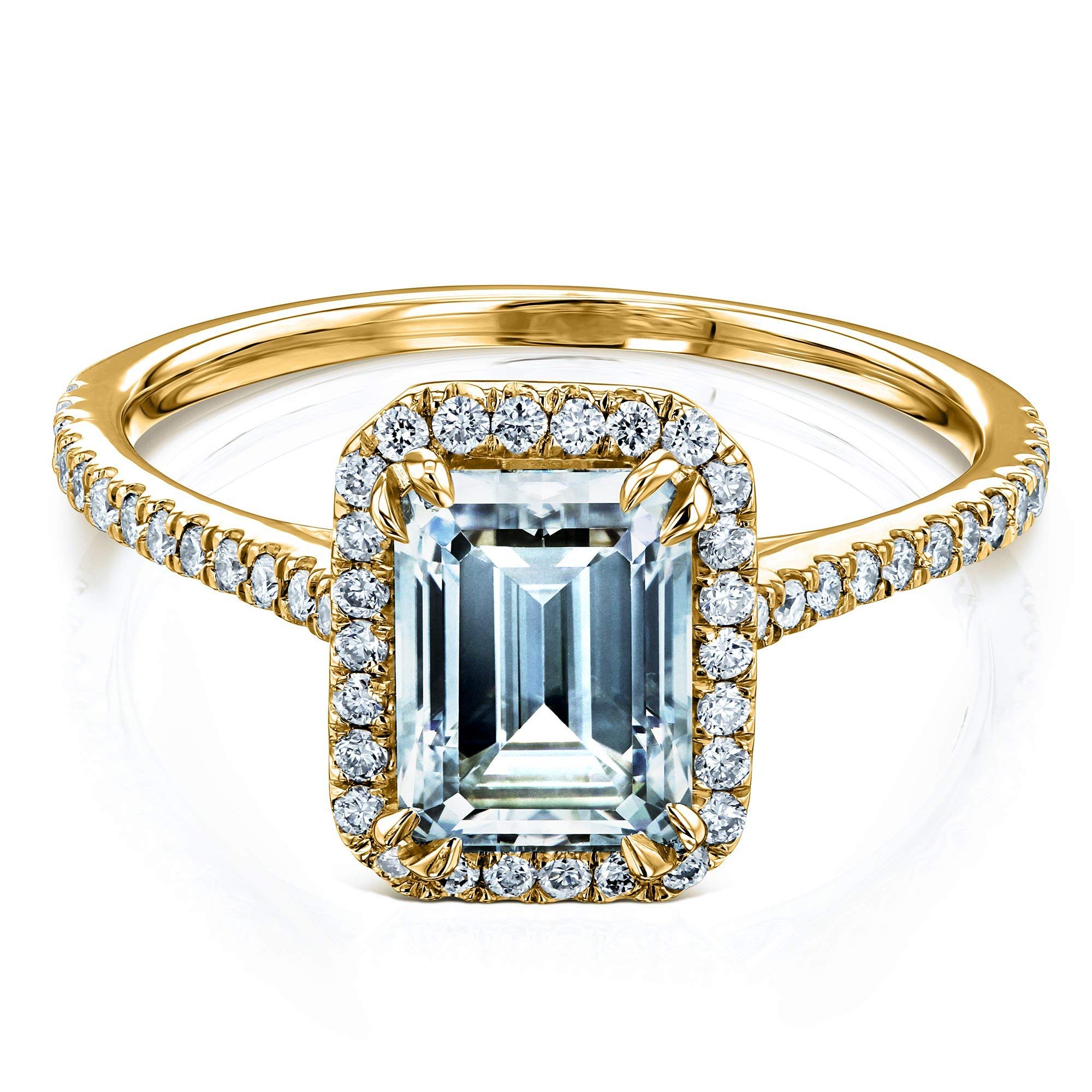 1.75ct Emerald Cut Moissanite & Lab Diamond Halo Engagement Ring for Women - Elegant Wedding, Anniversary, or Promise Jewelry Gift
