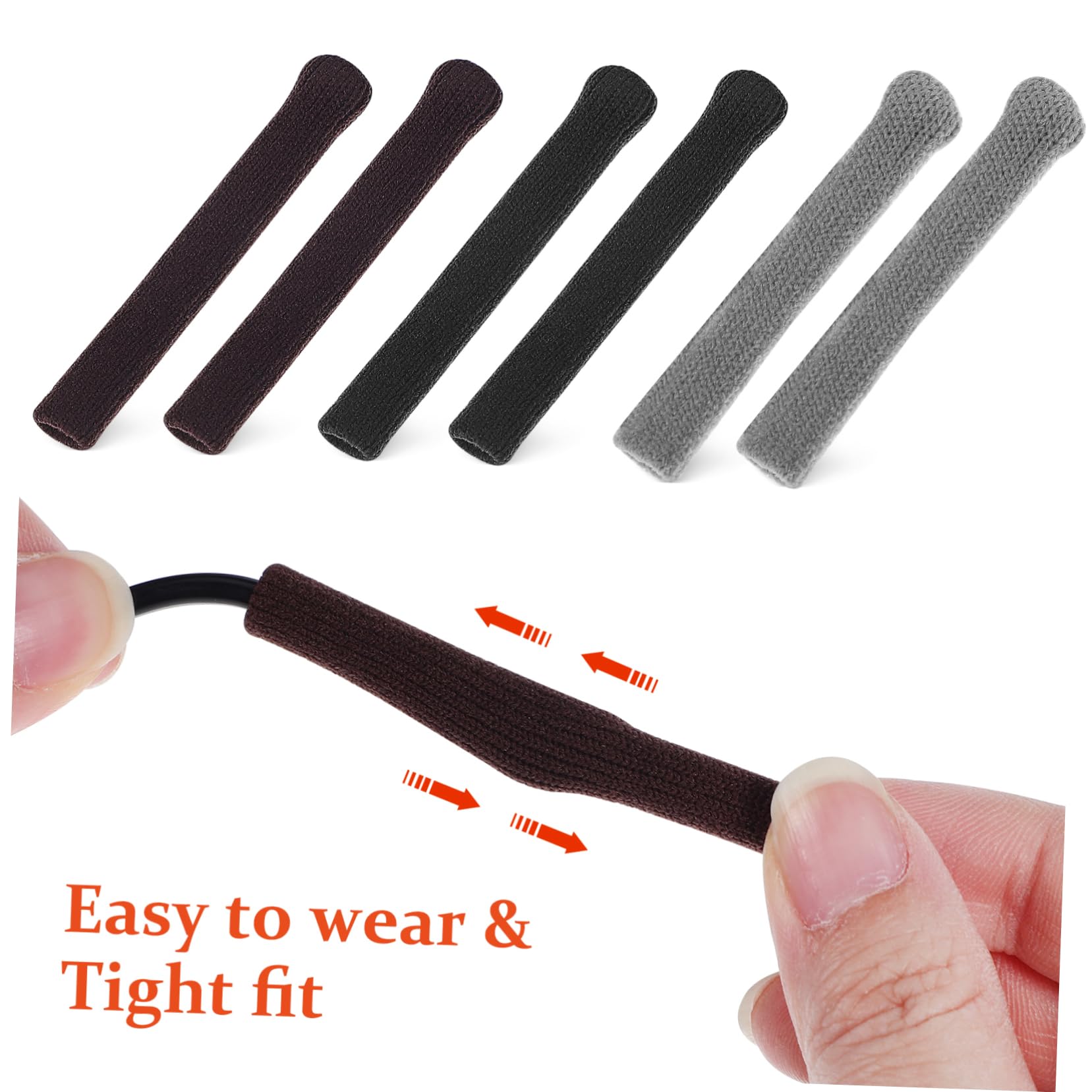 Healvian 12 Pairs Glasses Arm Covers - Soft Ear Pads & Anti-Slip Hooks for Eyeglasses - Comfortable Eyewear Accessories for Reading, Driving & Daily Use