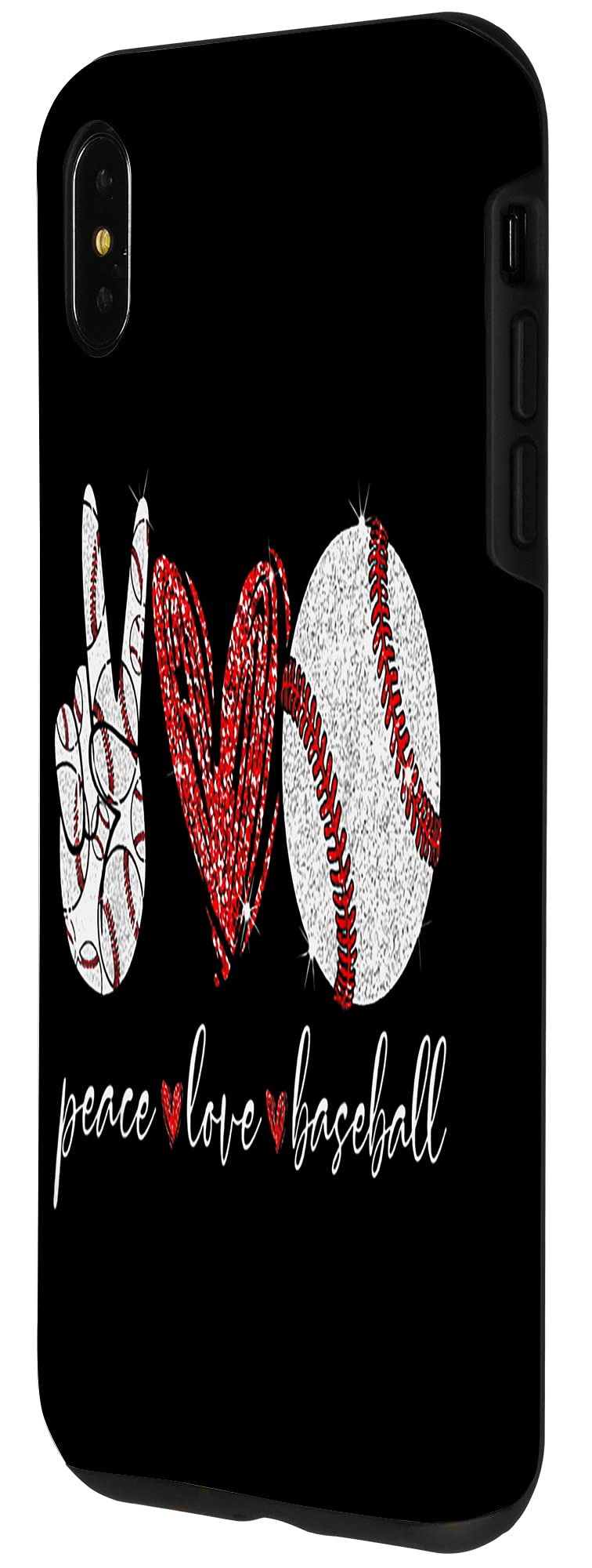 iPhone XS Max Protective Case - Durable Shockproof Cover with 'Hit Hard Run Fast Turn Left Peace Love Baseball' Design | Perfect for Baseball Fans & Sports Enthusiasts