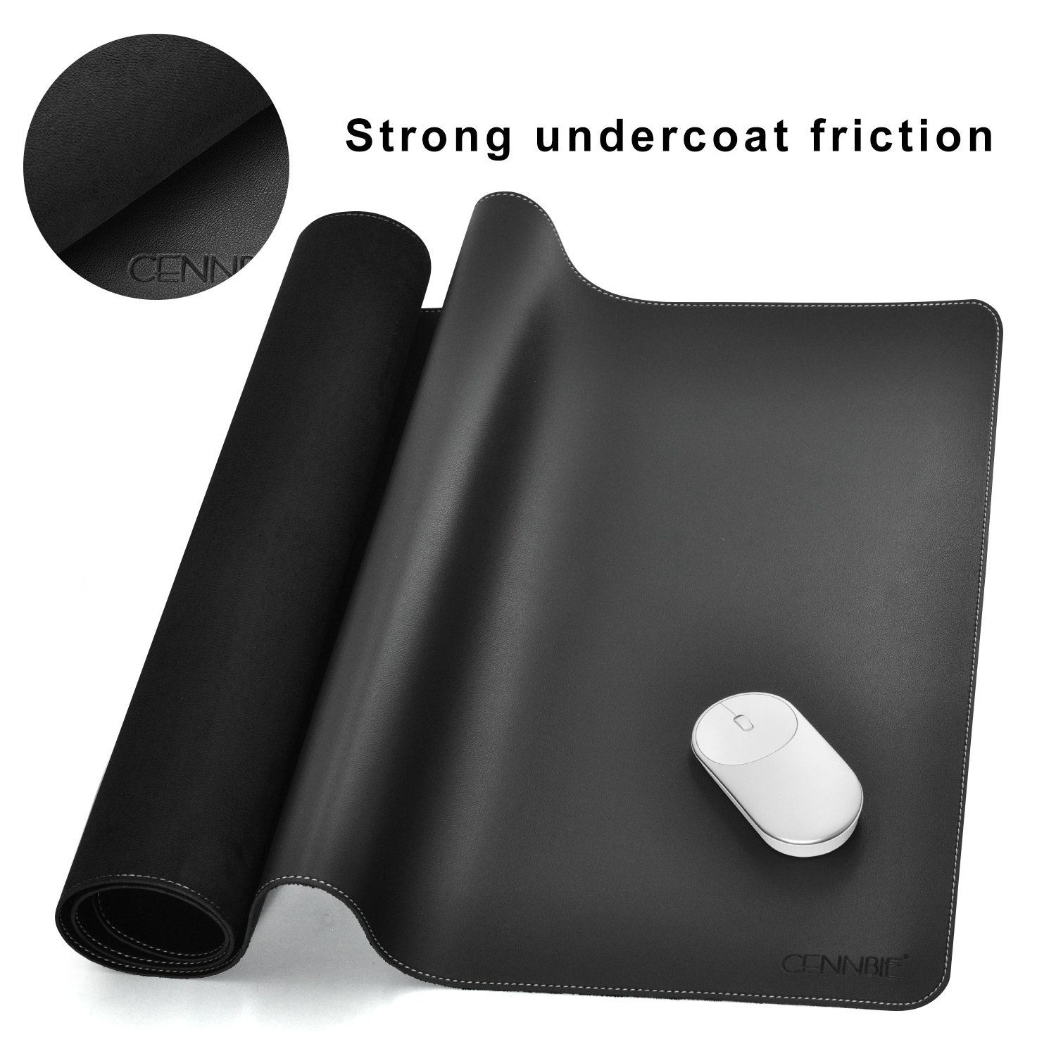 Premium CENNBIE Leather Desk Pad 100x50cm - Extra Large PU Leather Mouse Pad, Waterproof Writing Mat for Office & Home - Perfect for Workstations, Gaming & Study Desks (Black)