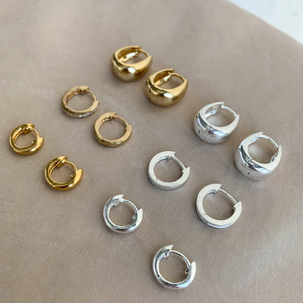 Sterling Silver Midi Huggie Hoop Earrings for Women - Minimalist Everyday Jewelry for Work & Date Night