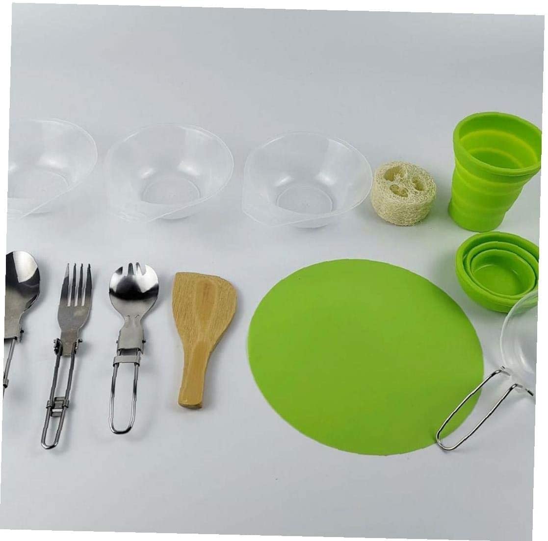 **Lightweight Camping Cookware Set - Portable Pot, Pan, Kettle with Fork, Knife & Spoon - Perfect for Outdoor Camping, Hiking & Picnics (Orange)**