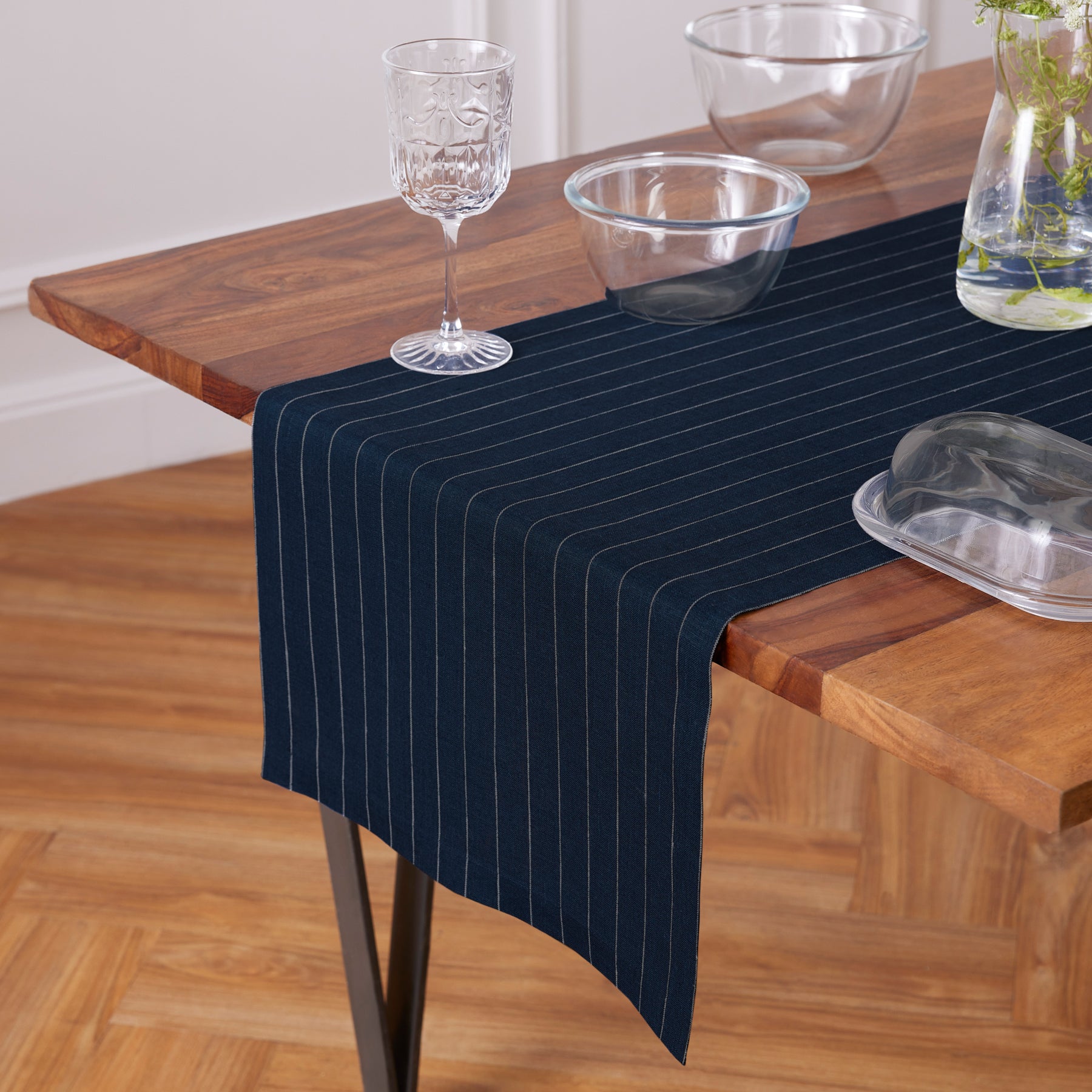 Elegant Pinstripe Table Runner - 16 Inch & 18 Inch Wide Options for Dining Table Decor | Perfect for Weddings, Parties & Holiday Tablescapes