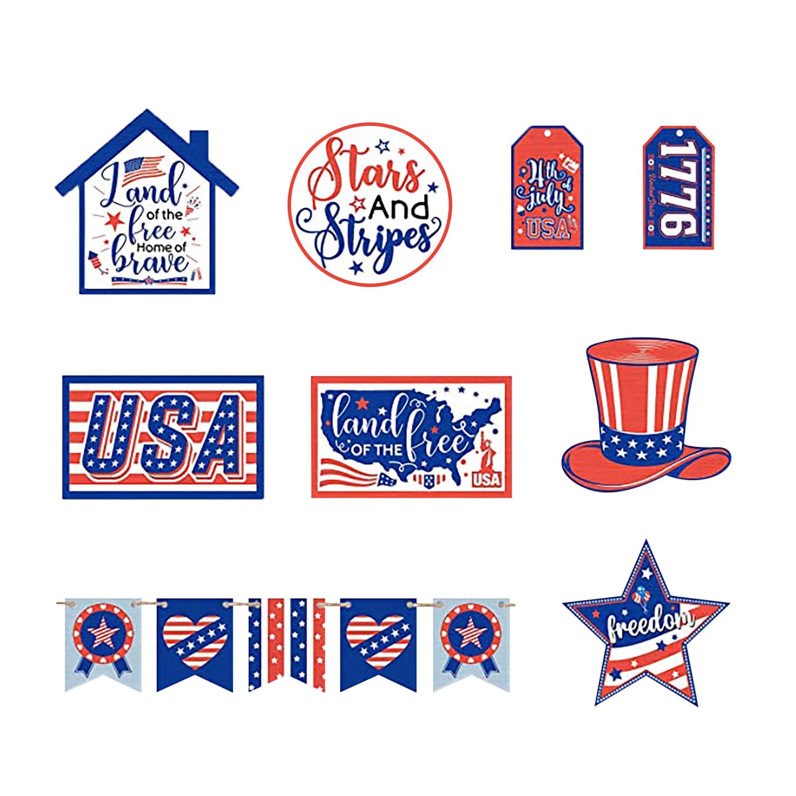 Vintage Wooden Kitchen Signs & Tiered Tray Decor - American Independence Day Home Decorations, Wall Art for Farmhouse & Rustic Style - Perfect for 4th of July Parties, Kitchen Wall Decor, and Gift Ideas