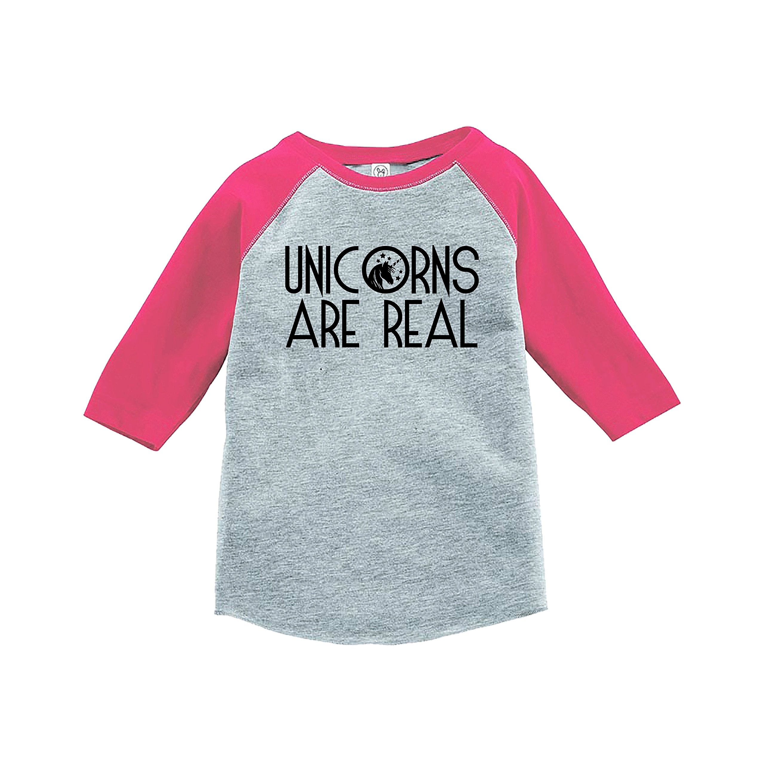 7 ate 9 Apparel Kids Unicorn Print Raglan Tee - Pink Short Sleeve T-Shirt for Girls | Perfect for Birthday Gifts, School Wear & Playdates