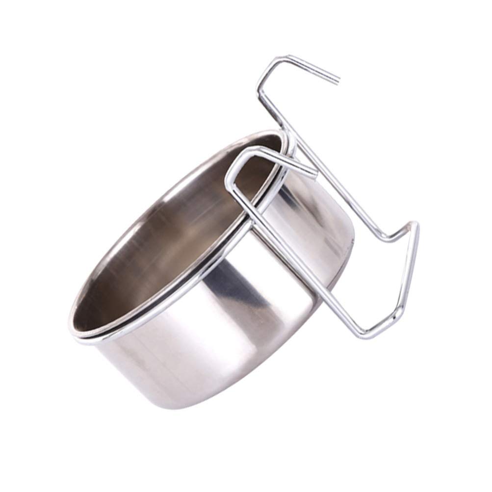 Premium Stainless Steel Rabbit Bunny Coop Cup - Hanging Food & Water Bowls for Small Pets (5.5X14CM) - Ideal for Cages, Cat/Dog Food Dispenser, Bird/Reptile/Squirrel Tableware - Durable & Easy-Clean Pet Feeder for Indoor/Outdoor Use
