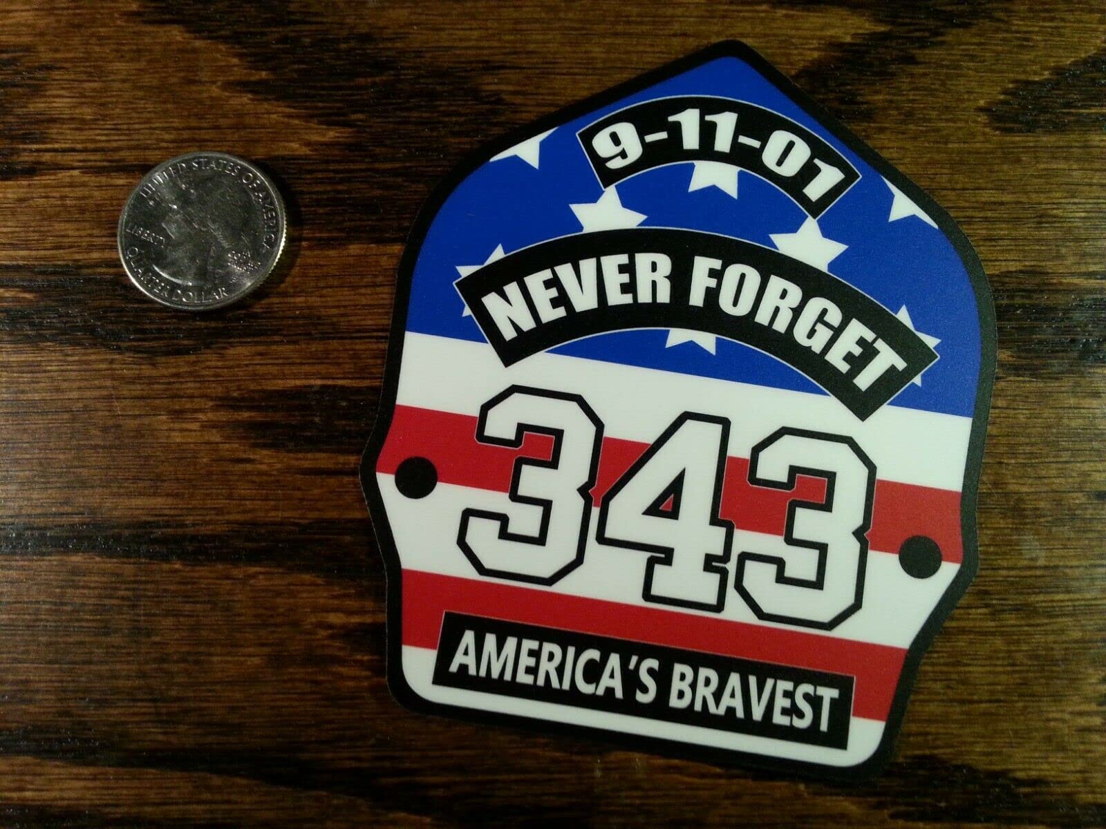 FDNY 343 9/11 Never Forget Sticker - 4x3.37in Vinyl Decal for Car & Truck