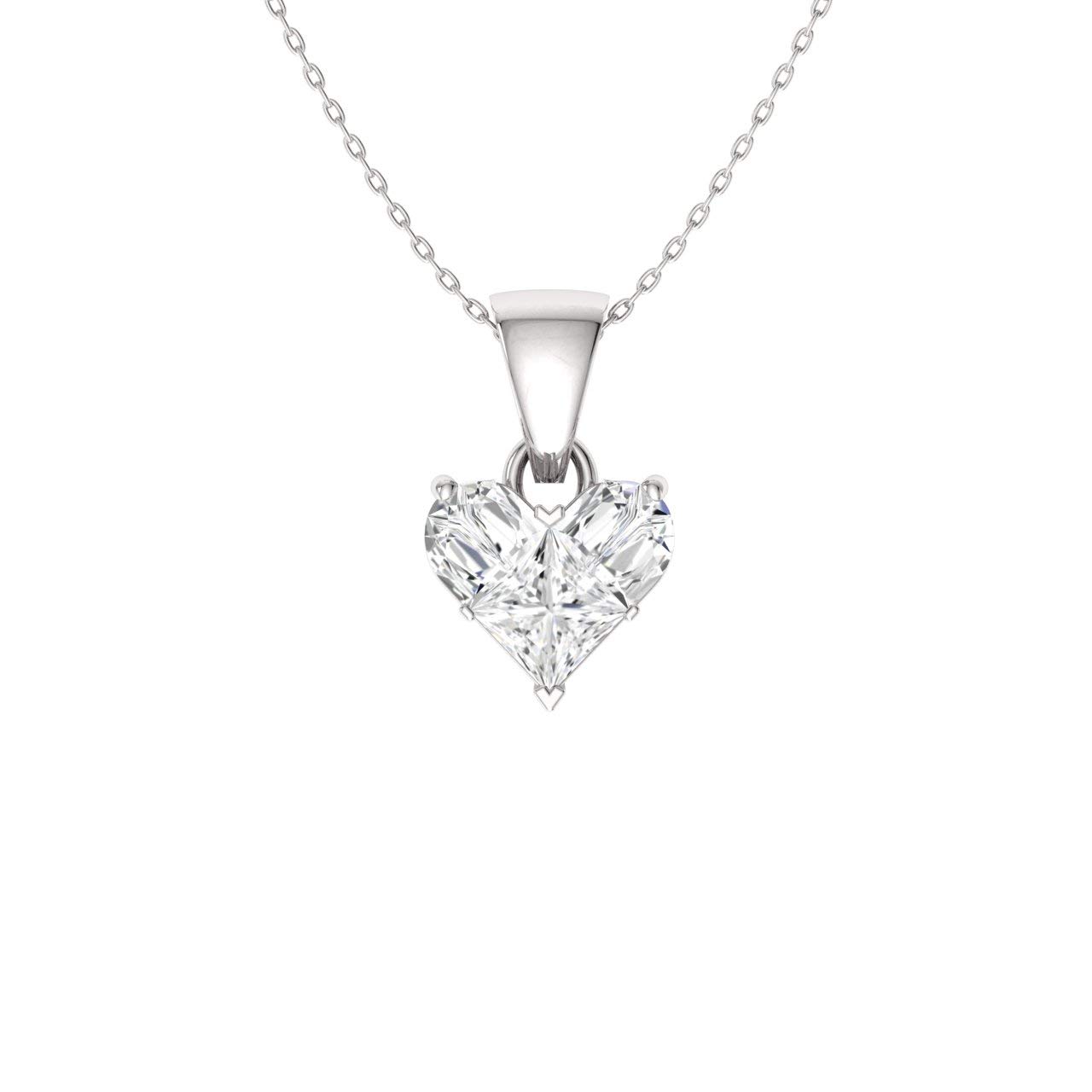 14K White Gold 0.60 Carat Heart Pie Cut Diamond Pendant Necklace - Certified Natural Diamond Jewelry for Women | Perfect for Anniversaries, Valentine's Day & Special Occasions