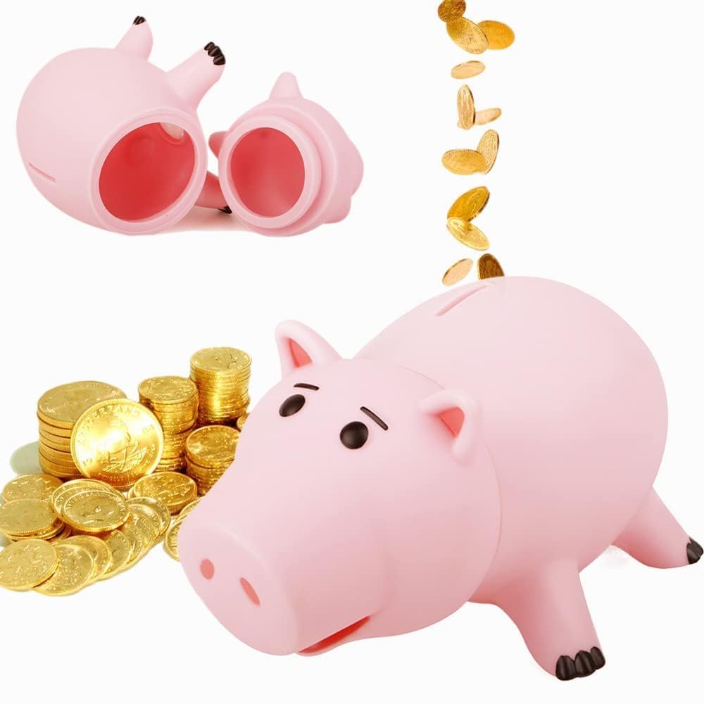 PHOCAS Hairphocas Cute Pink Pig Money Box - Plastic Piggy Bank for Kids, Christmas Birthday Gift with Box - Perfect for Savings, Piggy Bank for Kids Room Decor, Piggy Bank for Girls & Boys