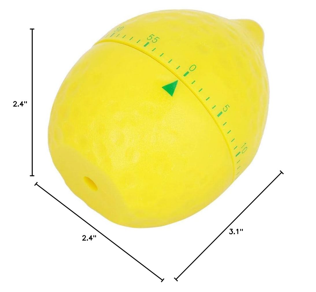 Lemon-Shaped Mechanical Kitchen Timer - Manual Wind-Up Cooking Timer for Baking, Boiling & Home Cooking - Perfect for Kitchen, BBQ & Classroom Use