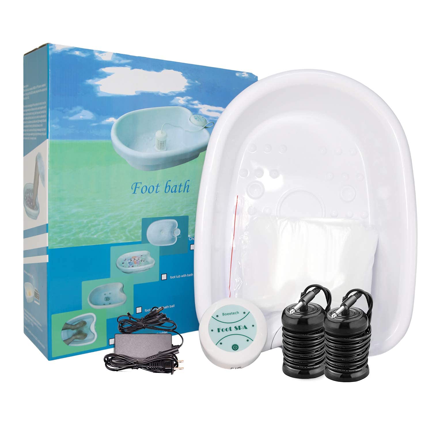Detox Foot Spa Machine - Ionic Foot Detox Cleanse System with Professional Tub Basin, 200 Liners & 2 Ion Arrays | Aqua Chi Spa for Relaxation & Body Cleansing | Perfect for Home Spa, Wellness Centers & Self-Care Routines