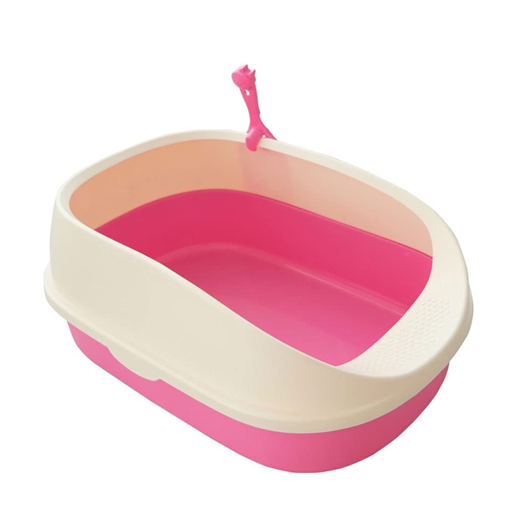 Self-Cleaning Cat Litter Box - Durable Semi-Enclosed Design, Anti-Splash & Crack-Proof, Includes Scoop - Perfect for Small Spaces & Multi-Cat Homes (Pink) - Ideal for Apartments, Travel & Easy Cleanup