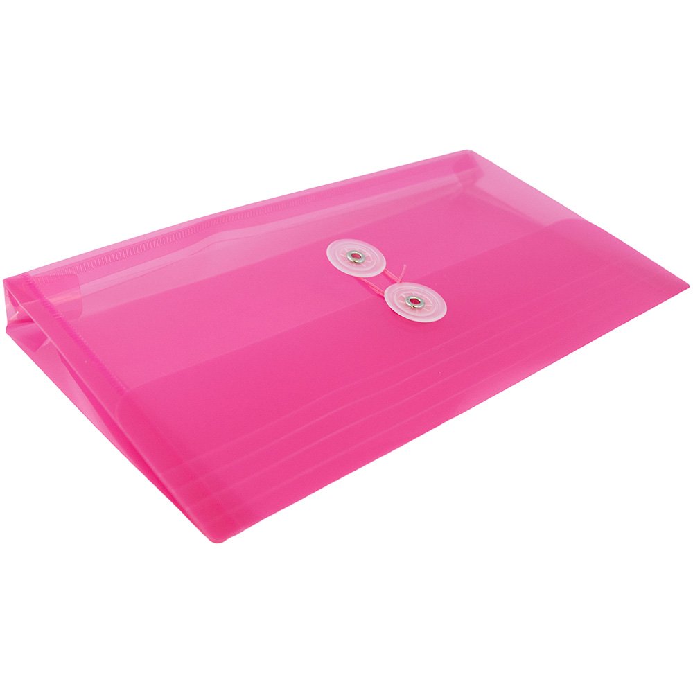 JAM PAPER #10 Plastic Envelopes with Button Closure - 5.25x10 in - 12 Pack for Business Documents