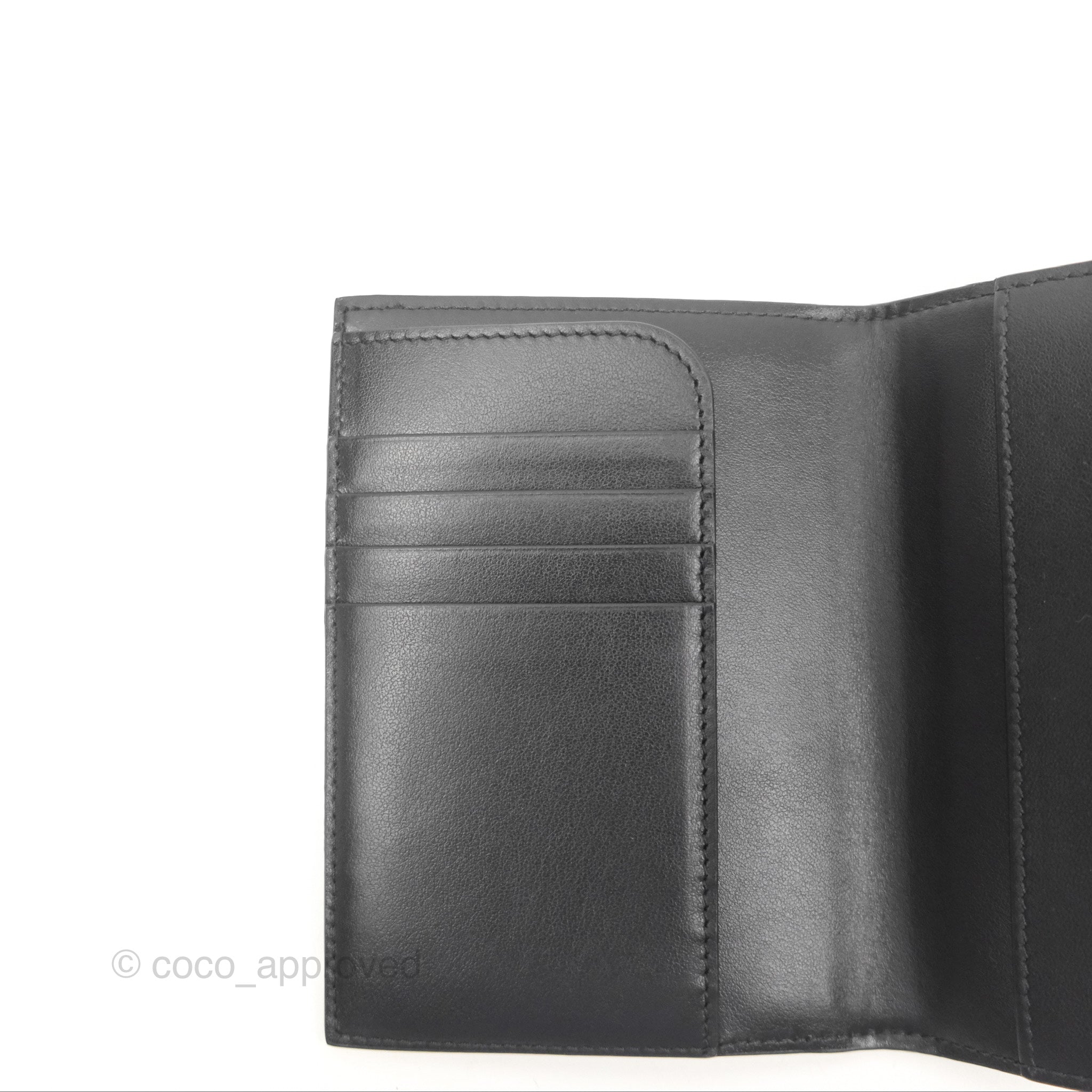 Luxury Celine Triomphe Passport Holder - Black Calfskin Leather with Canvas Cover | Perfect for Travel & Business Trips