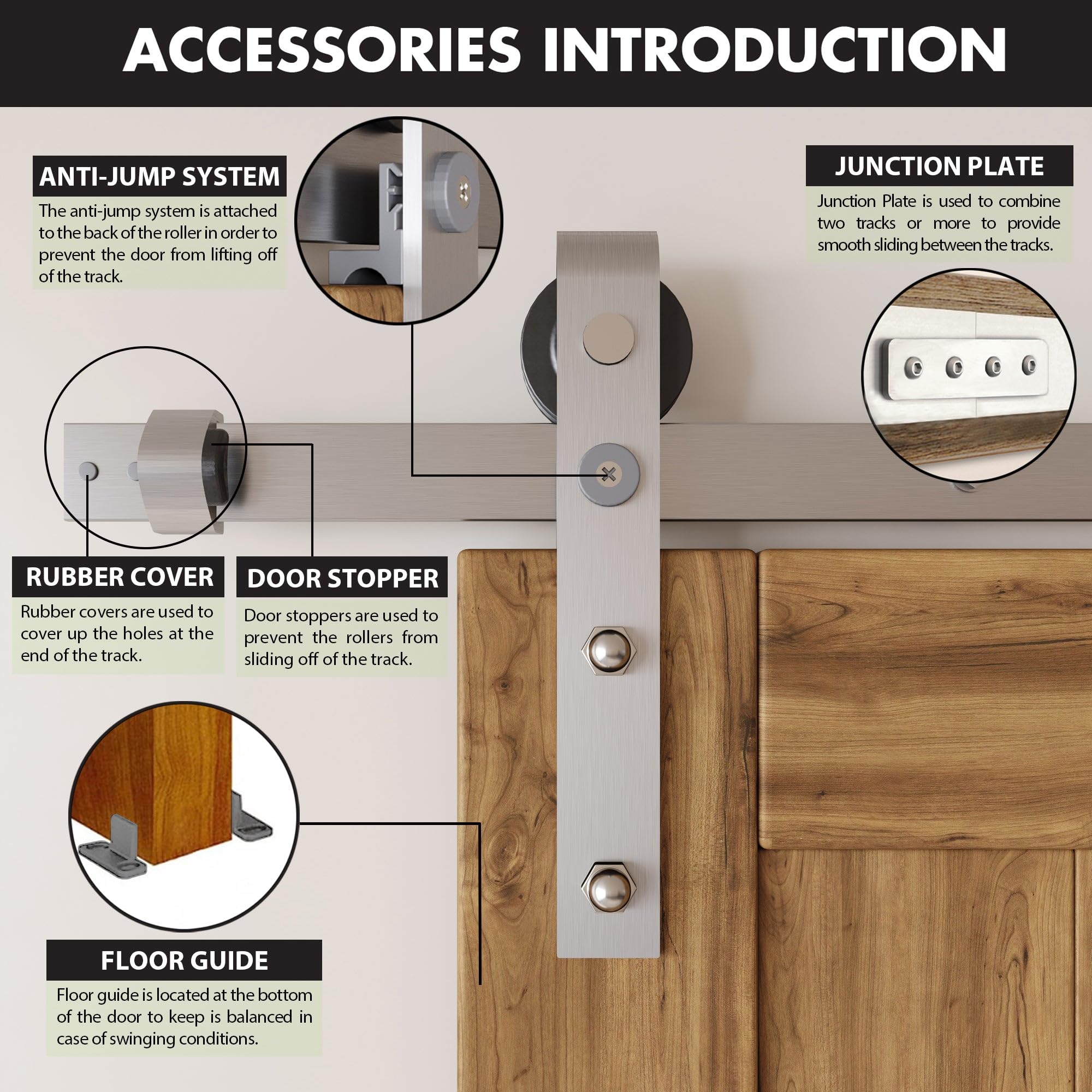 Homacer Brushed Nickel Sliding Barn Door Hardware Kit - Heavy Duty 12ft Flat Track for Double Doors, Classic Roller Design - Perfect for Farmhouse, Rustic & Modern Interior Spaces (Doors Not Included)