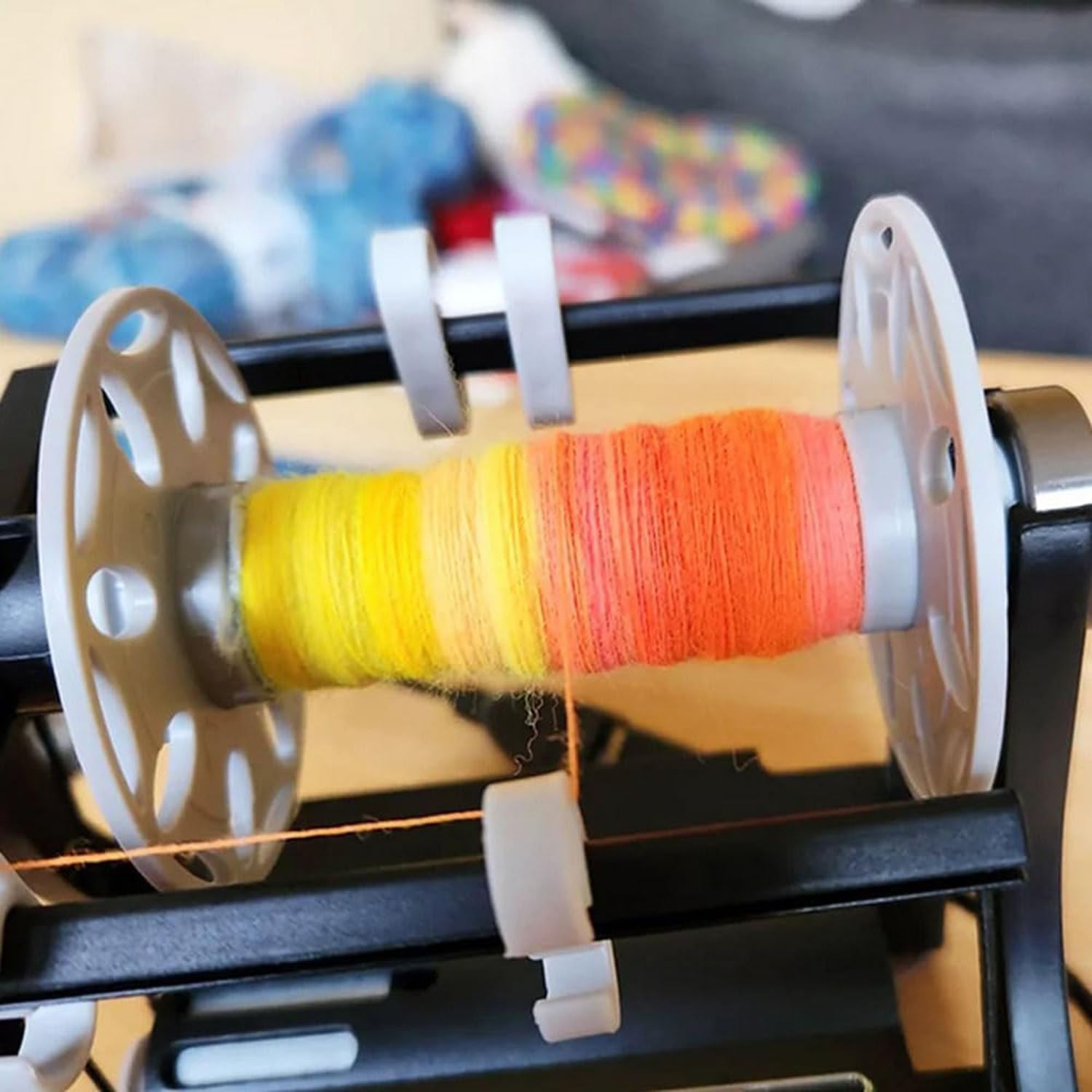 Electric Spinning Wheel for Yarn Making - Automatic Knitting Yarn Winding Machine with Forward/Reverse Function | Wool Spinner & Fiber Twister (Black & Blue) | Perfect for DIY Hand Spinning, Crochet & Knitting Projects