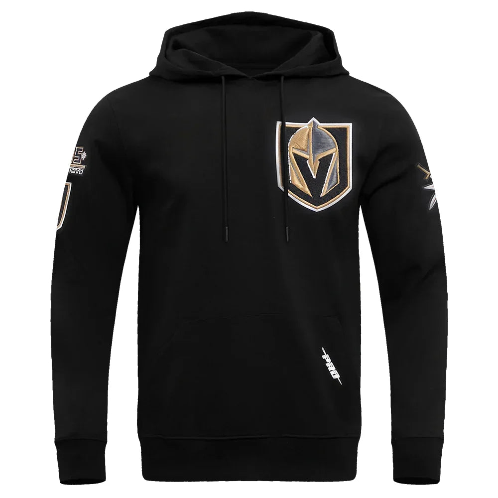 Men's Pro Standard Vegas Golden Knights Chenille Long Sleeve Hoodie - Black | Warm & Comfortable Pullover for Game Day, Winter Sports & Casual Wear