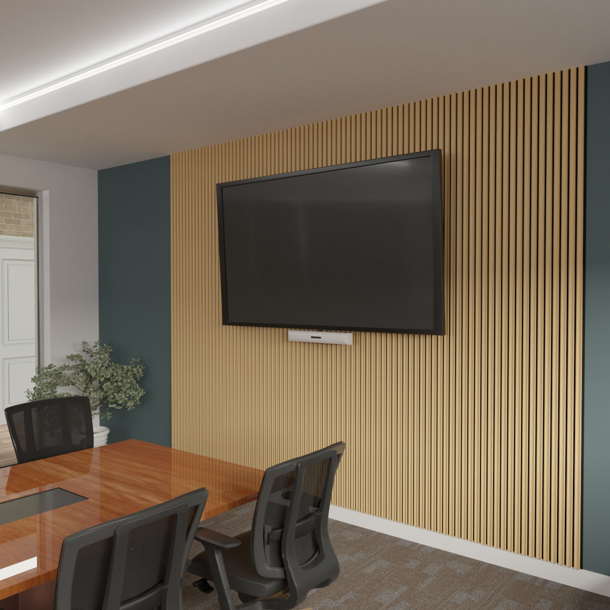 Premium Acoustic Slat Wood Wall Panel - Concave Slats for Noise Reduction & Stylish Decor - Perfect for Home Theaters, Offices & Recording Studios
