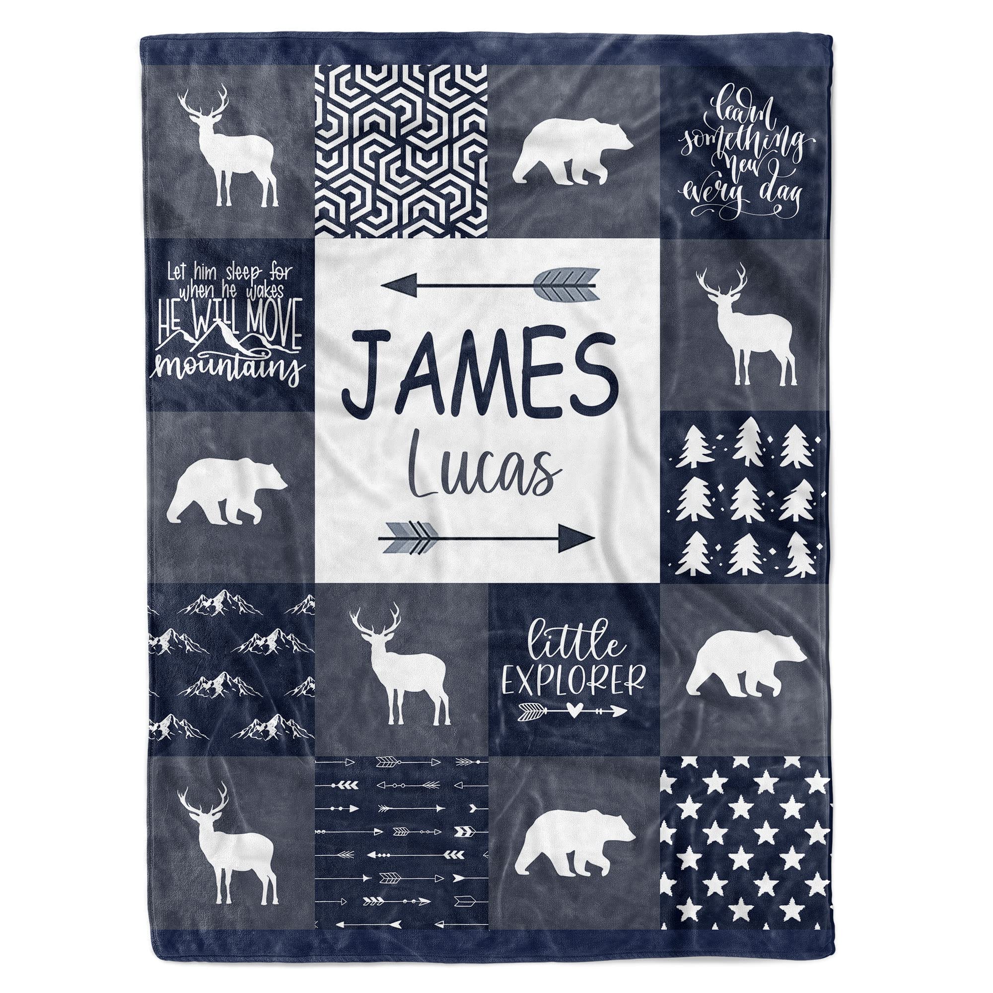Personalized Woodland Baby Blanket for Boys - Custom Name Fleece Blanket, Soft Newborn Gift for Baby Showers & Nursery Decor | MDPrints