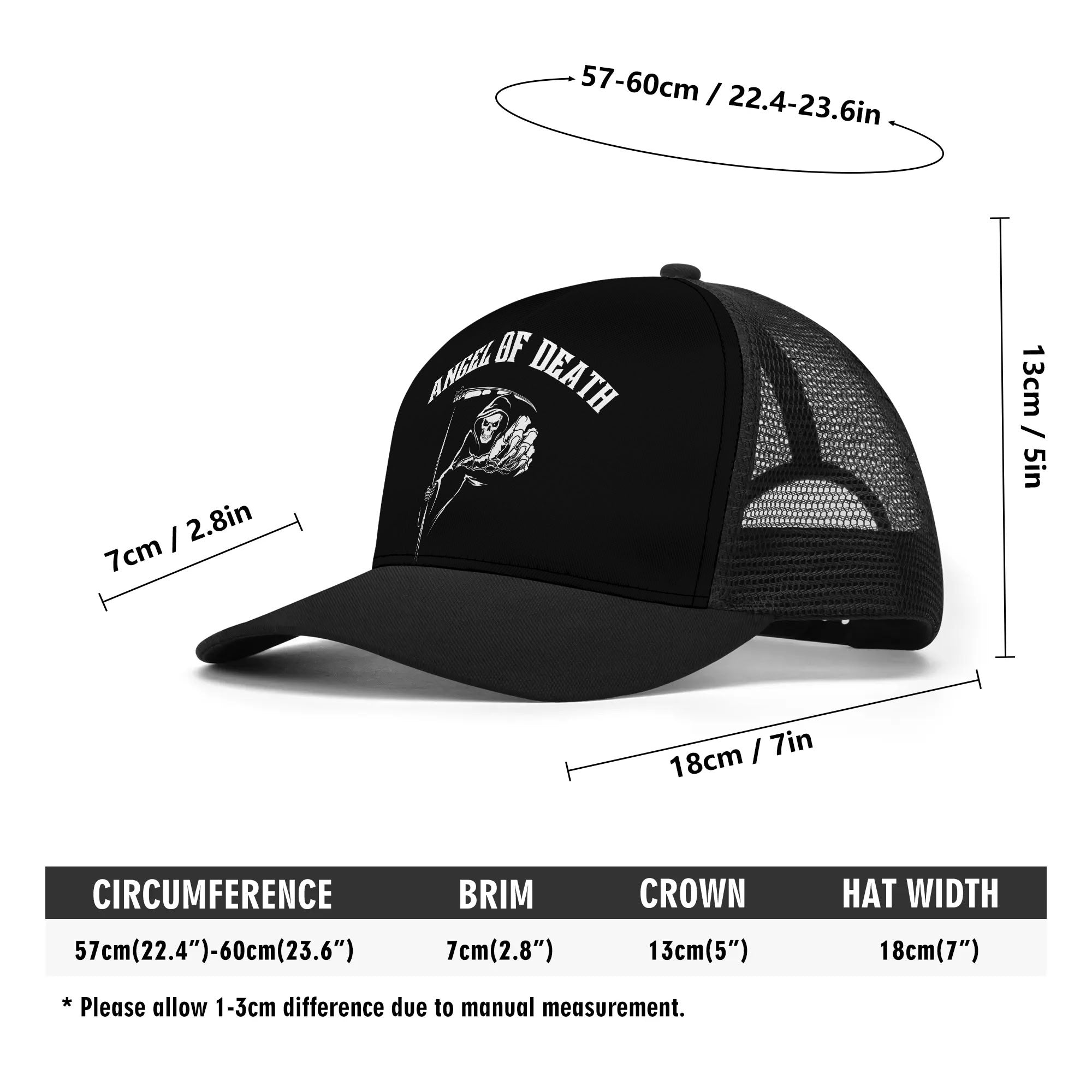 Angel Of Death Mesh Trucker Hats for Men & Women - Adjustable Snapback Baseball Cap for Outdoor Activities, Sports & Casual Wear