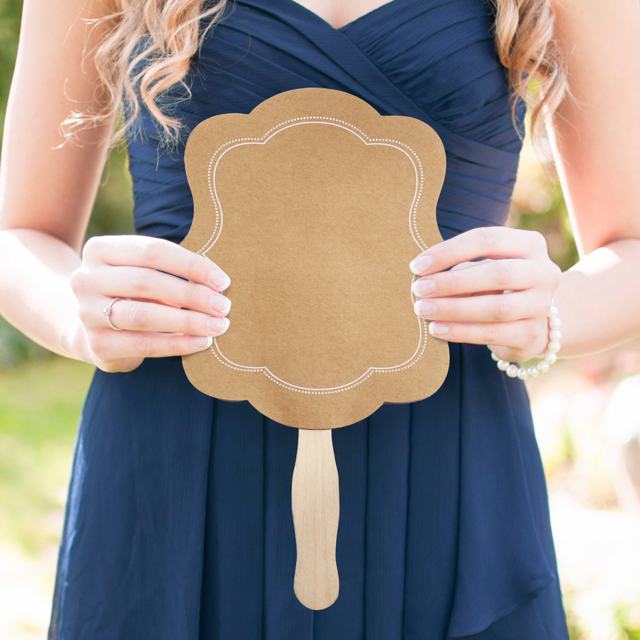 Personalized Kraft Hand Fan Set of 20 - Eco-Friendly Paper Fans for Weddings, Parties & Outdoor Events - Custom Printed Handheld Fans for Guests & Decorations