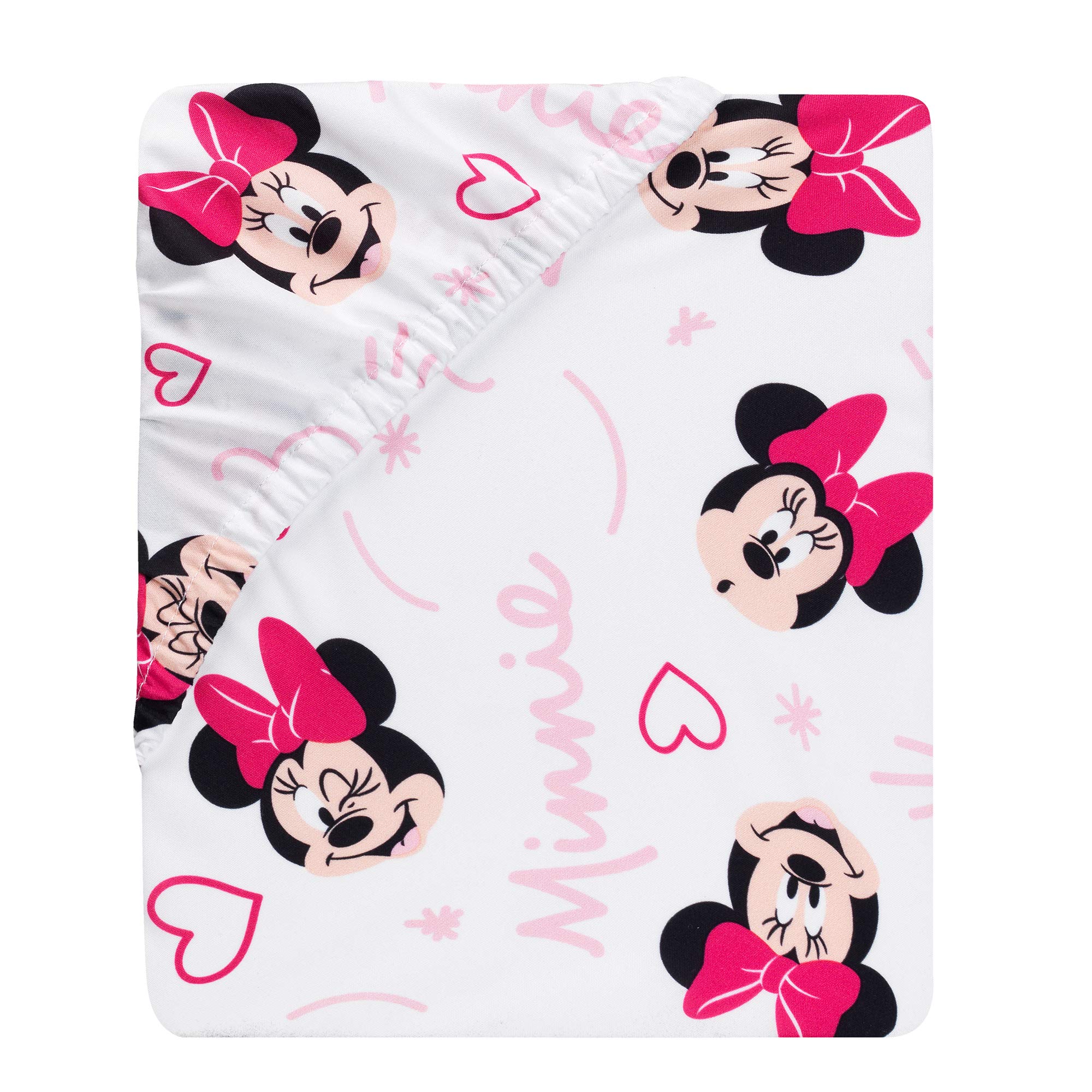 Disney Baby Minnie Mouse Love 3-Piece Pink Nursery Crib Bedding Set - Soft Crib Sheet, Blanket & Skirt for Girls' Room Decor | Perfect for Baby Showers & Nursery Themes