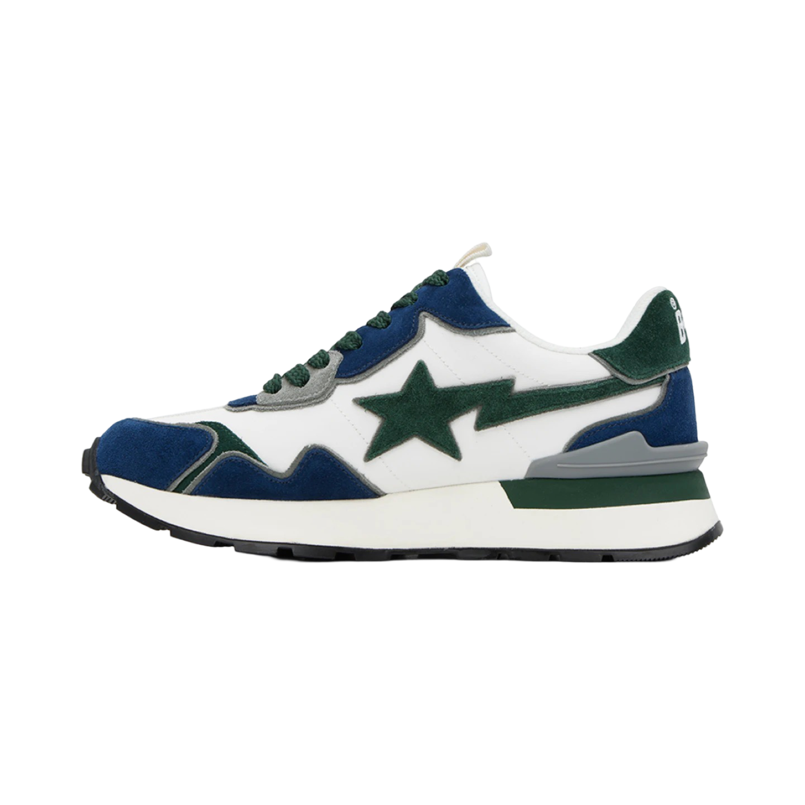 Bape Roadsta Sneakers - White, Green & Navy Colorway | Stylish Streetwear Shoes for Men & Women | Perfect for Casual Wear, Urban Fashion & Sneaker Collectors