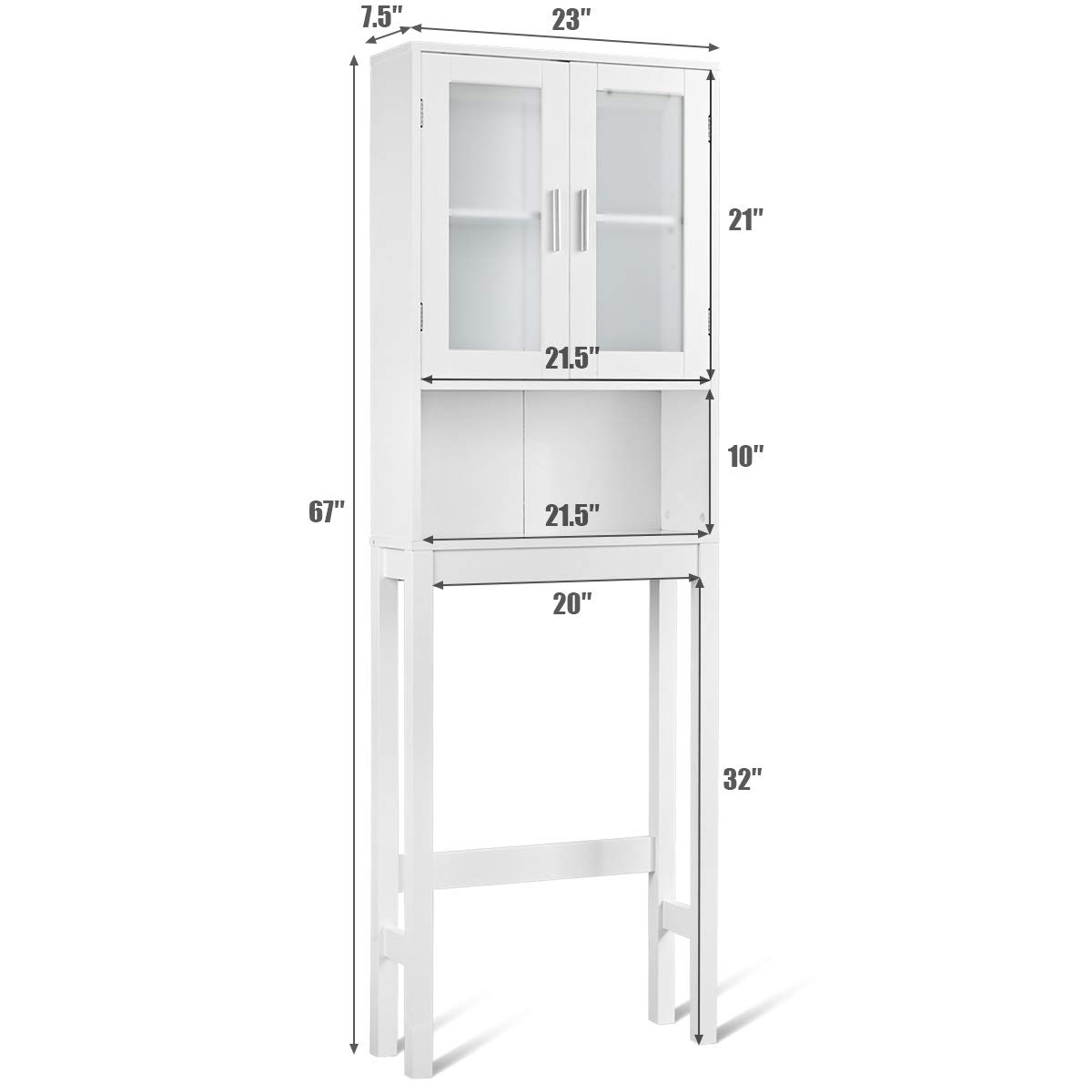 Wooden Over The Toilet Storage Cabinet - Double Door Bathroom Organizer with Adjustable Shelf, Freestanding Space Saver for Bath Essentials - Perfect for Small Bathrooms, Apartments & Powder Rooms