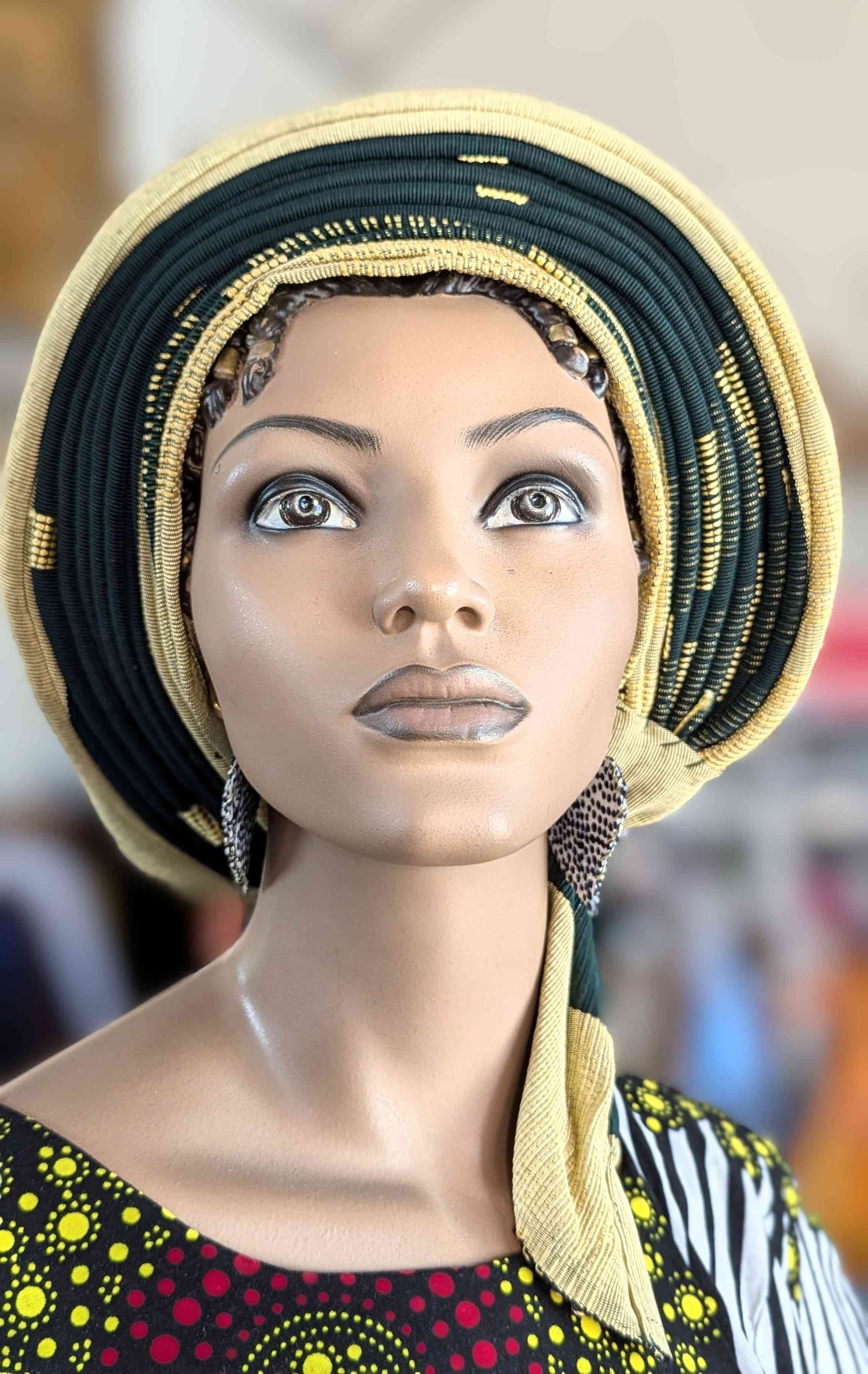 Elegant African Aso Oke Gele Head Wrap Hat by Dupsie - Ready-to-Wear Autogele for Women | Perfect for Weddings, Parties & Cultural Celebrations