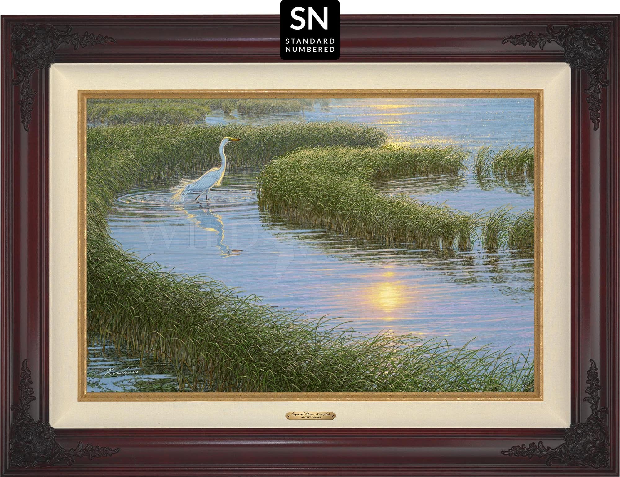 Evening Solitude - White Egret Art Print | Standard Numbered Edition (SN) | Home Decor, Office Wall Art, Gift for Nature Lovers